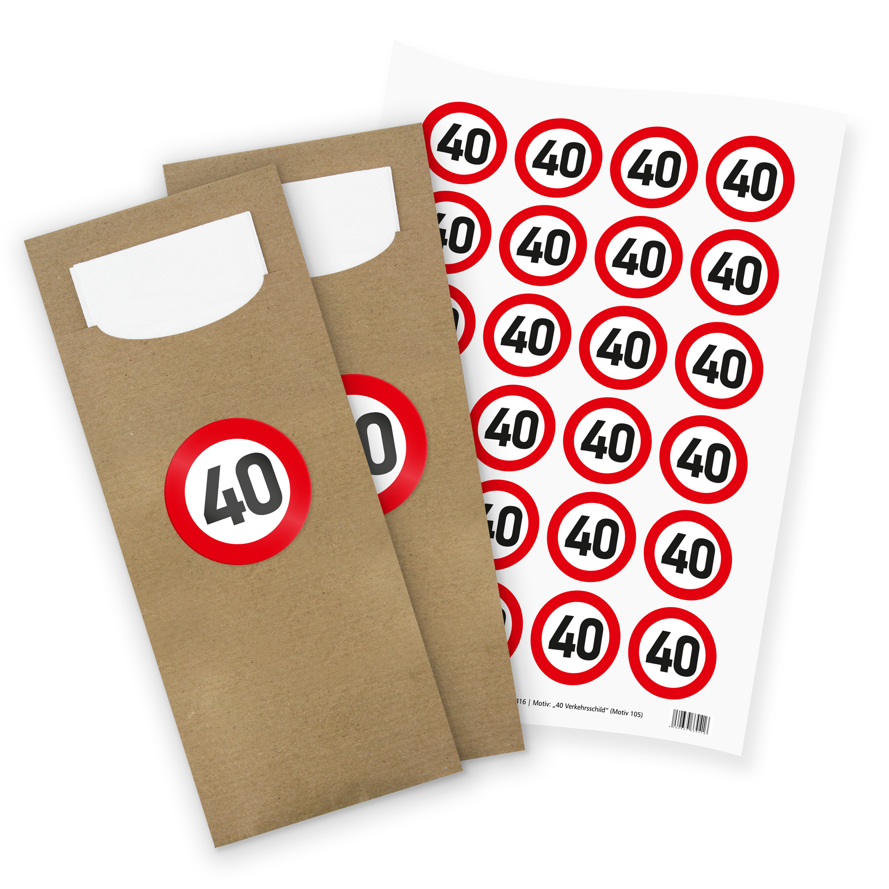 itenga 24x Bestecktasche braun+ Aufkleber Verkehrsschild...