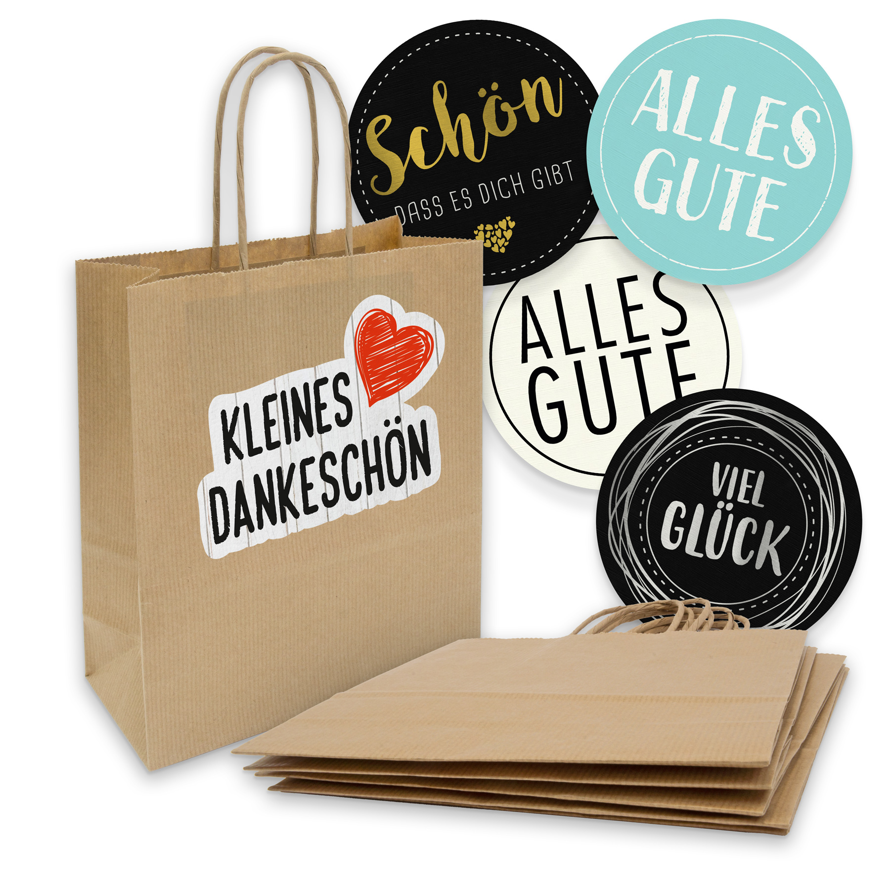 itenga 5x Geschenkt�te mit Kordel 18x8x22cm + Sticker MI...