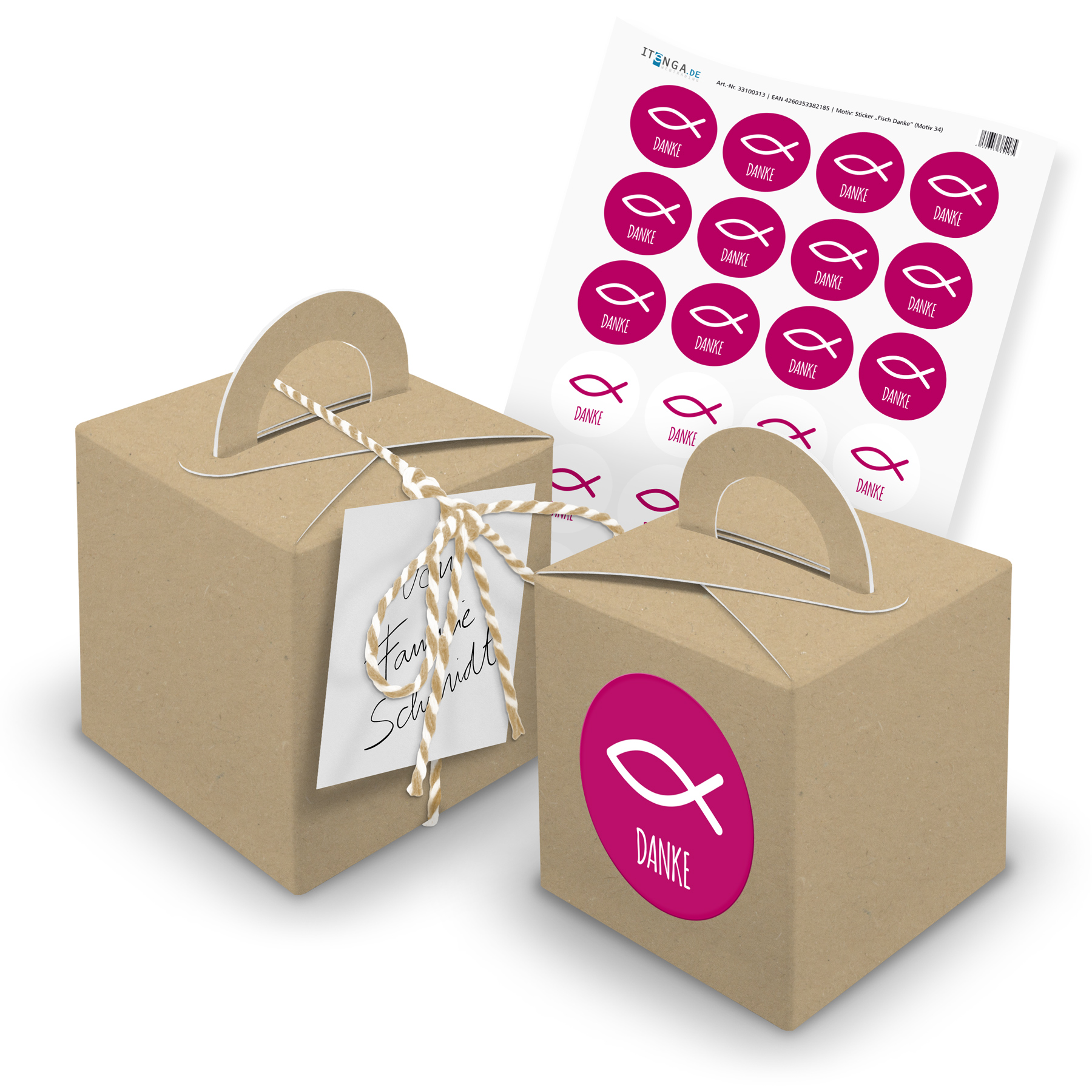 itenga 24x W�rfelbox mit Griff braun + Garn beige (V29) ...