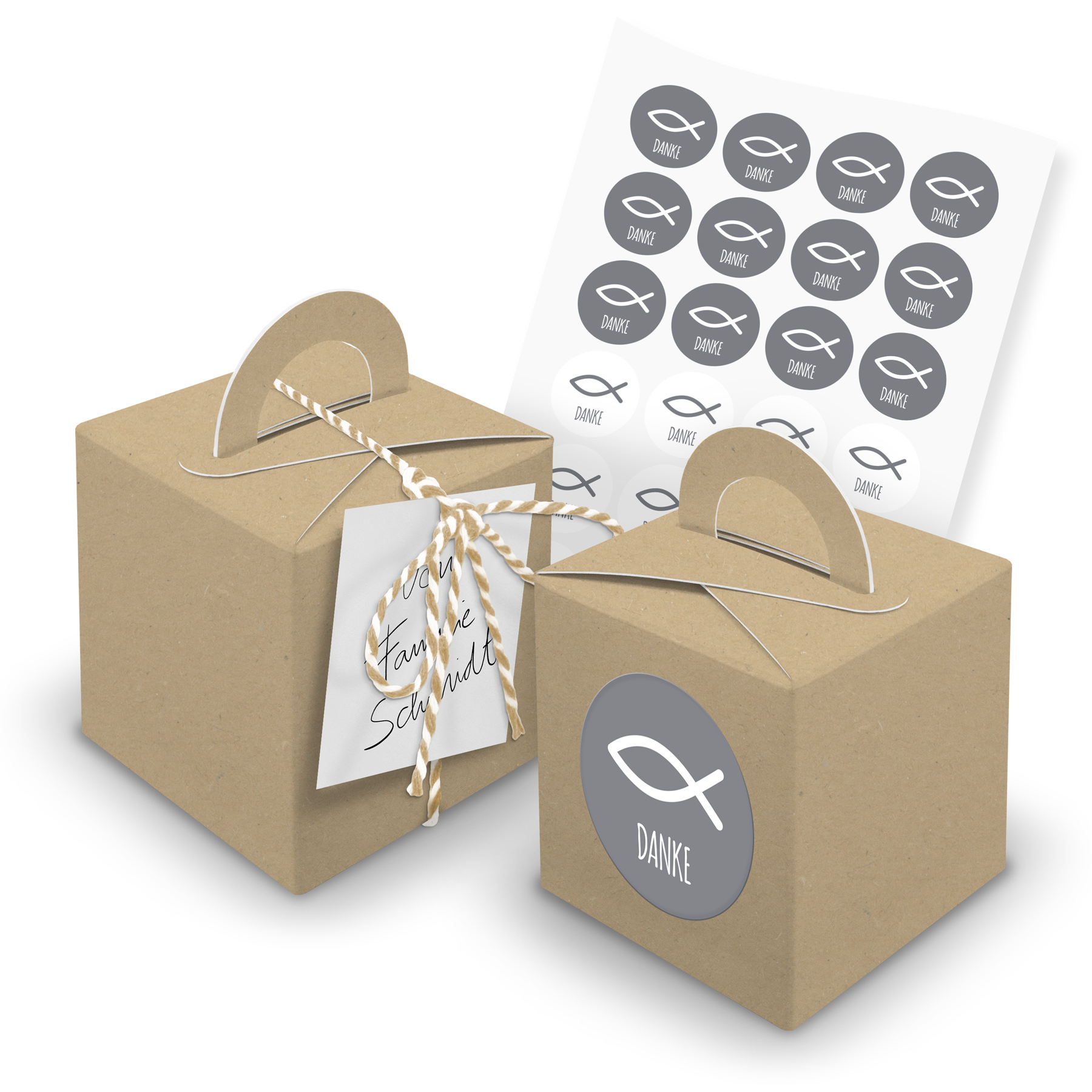 itenga 24x W�rfelbox mit Griff braun + Garn beige (V29) ...