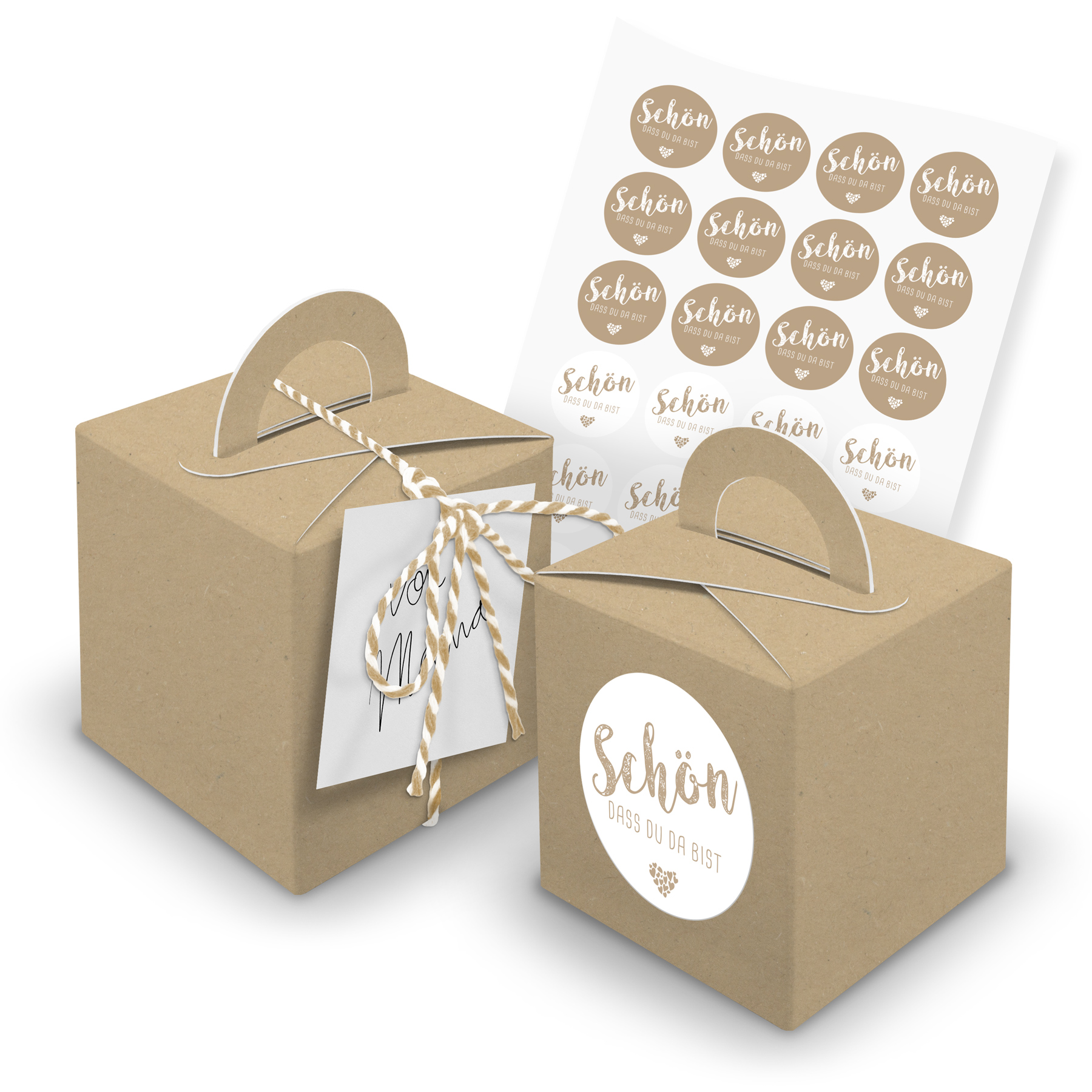 itenga 24x W�rfelbox mit Griff braun + Garn beige (V29) ...