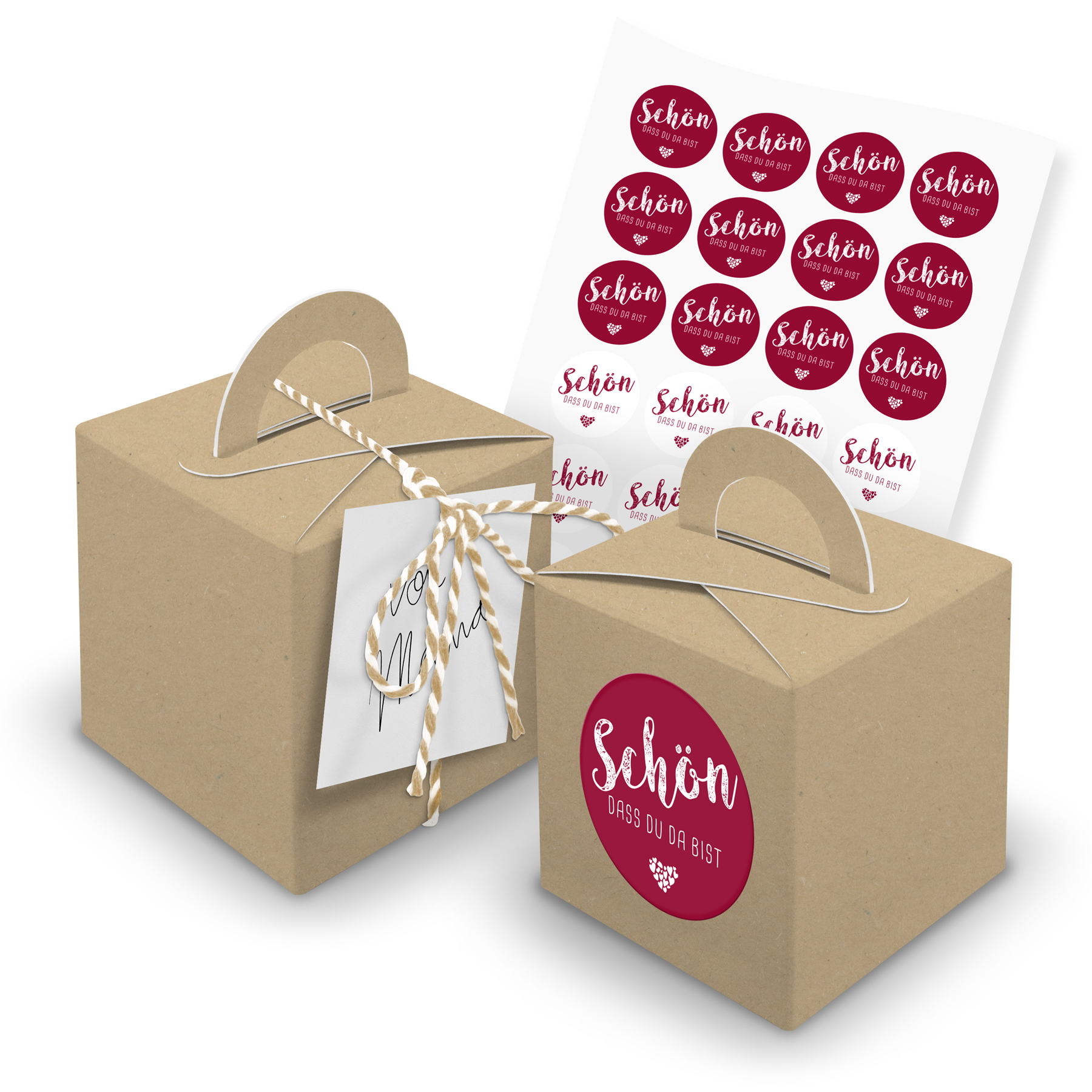 itenga 24x W�rfelbox mit Griff braun + Garn beige (V29) ...