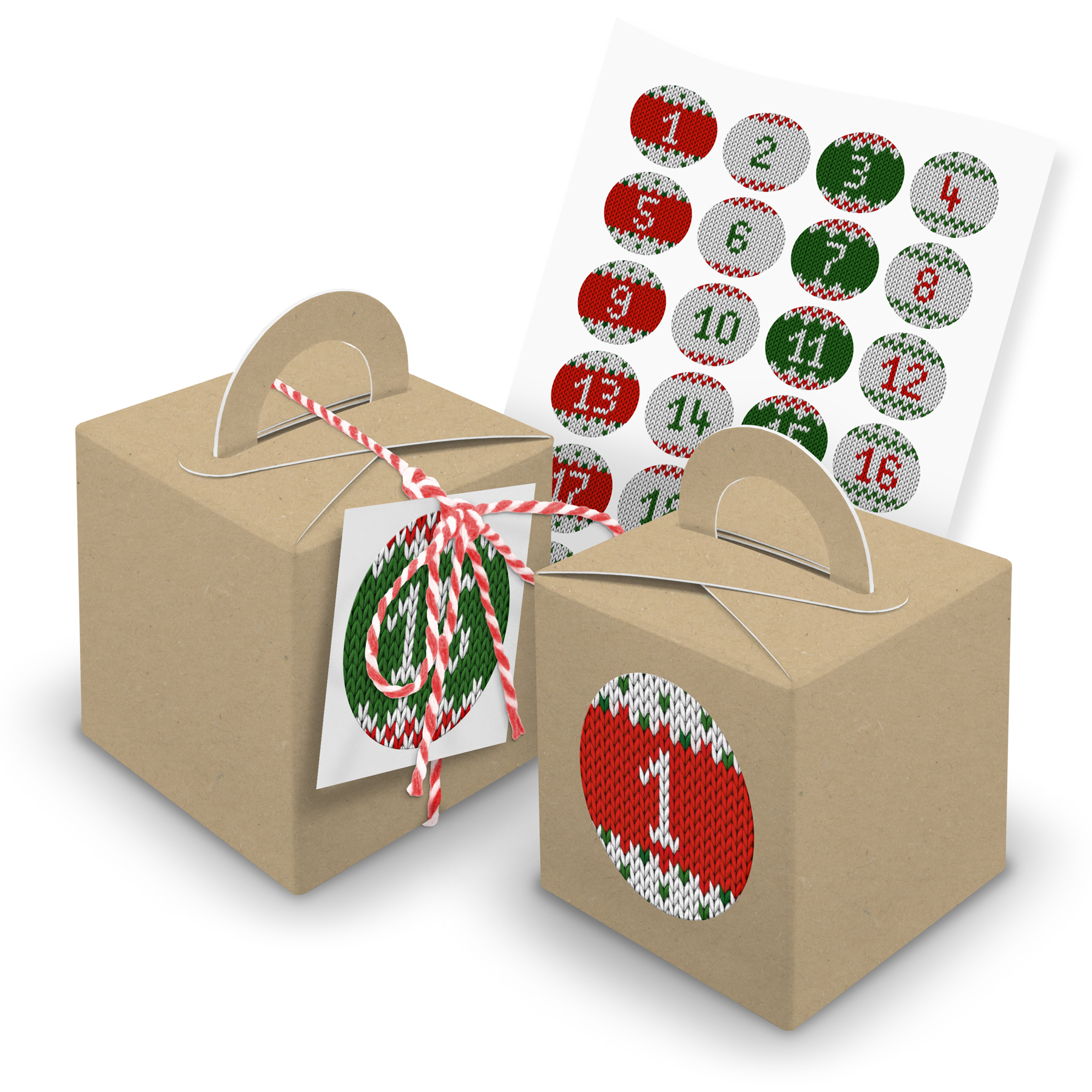 itenga SET Adventskalender W�rfelboxen braun + Garn + An...