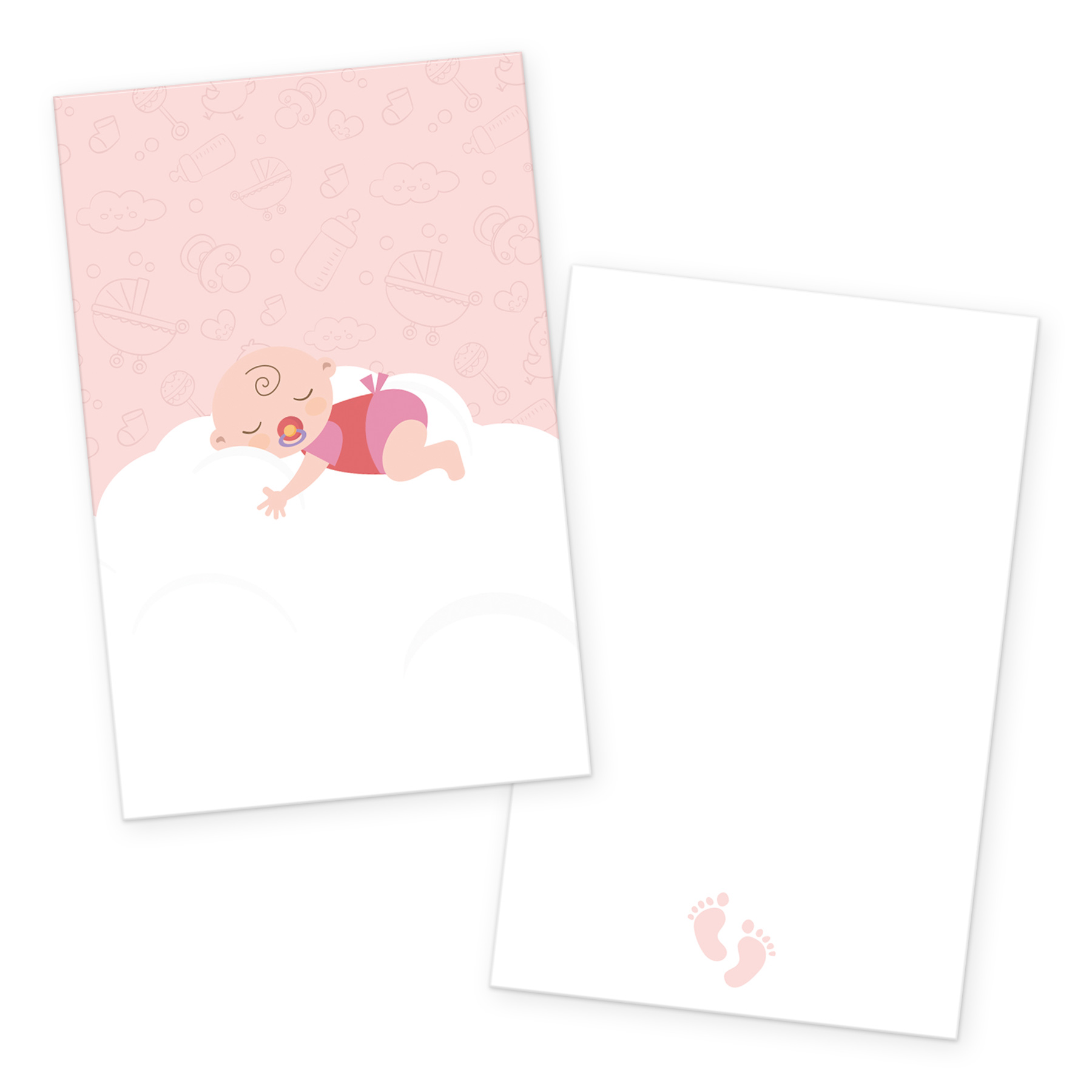 itenga 24x K�rtchen "Baby auf Wolke" rosa pastell in Vis...