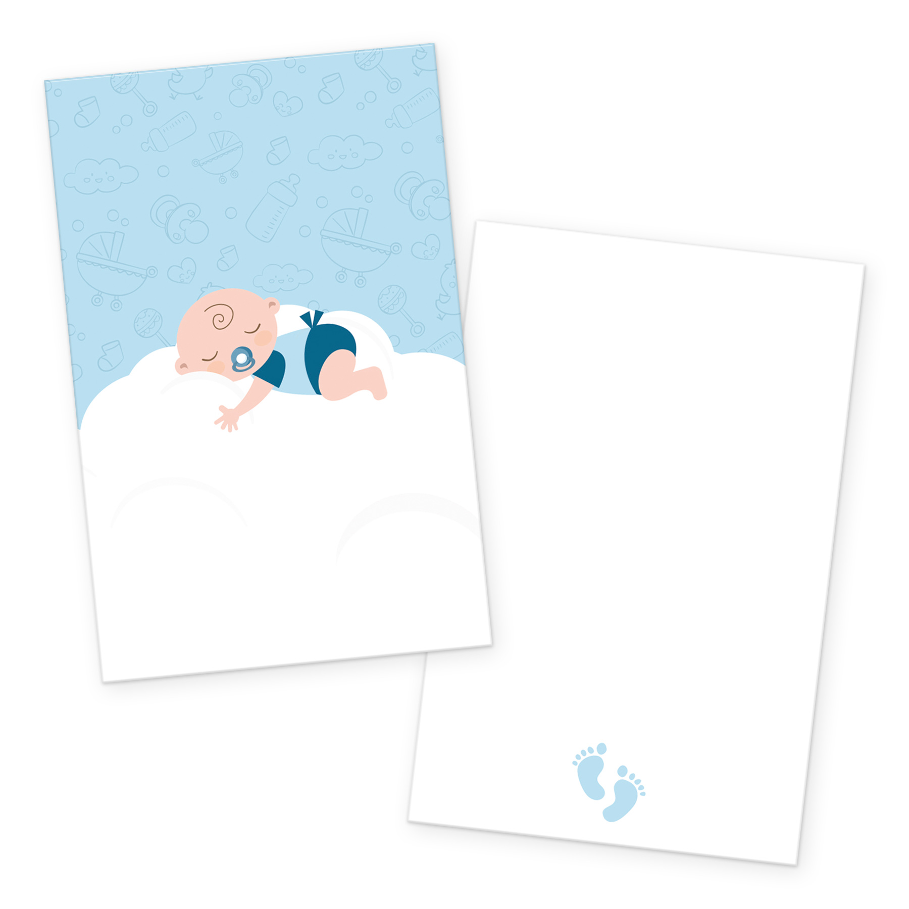 itenga 24x K�rtchen "Baby auf Wolke" hellblau pastell in...
