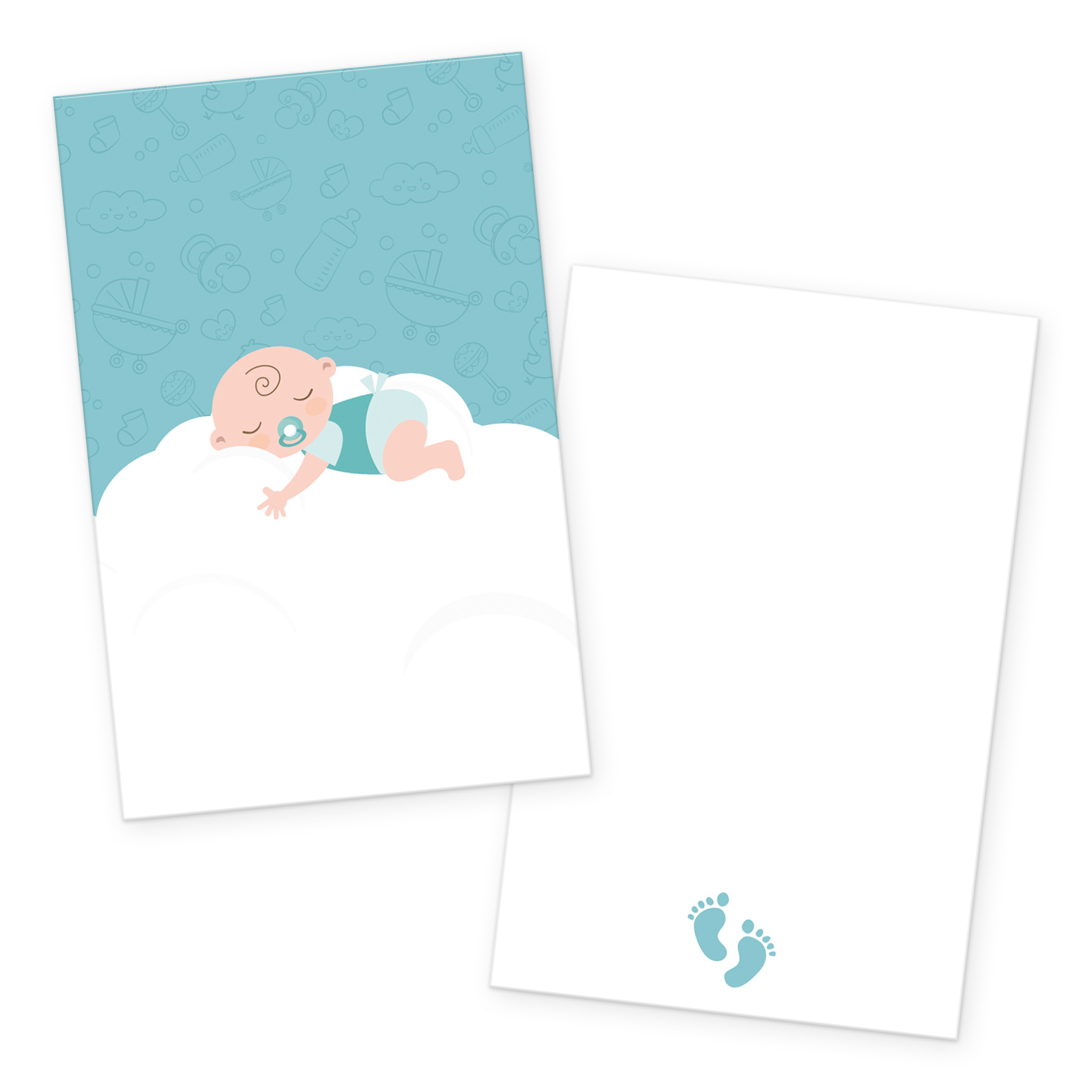itenga 24x K�rtchen "Baby auf Wolke" mintgr�n pastell in...