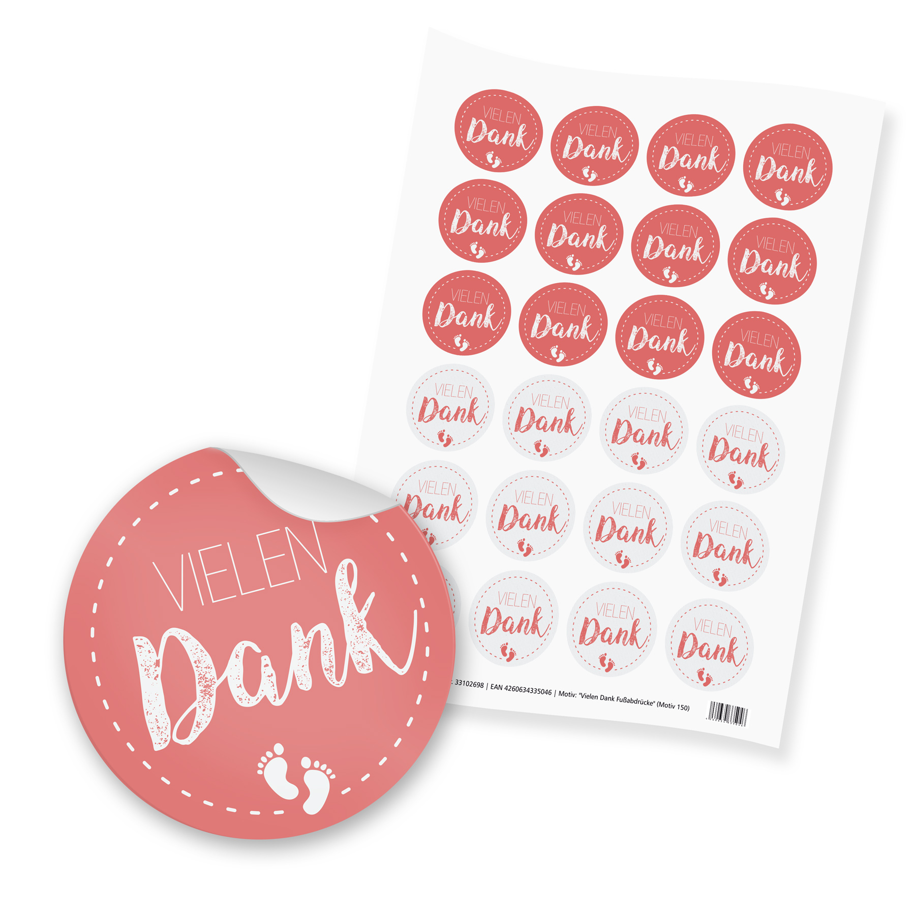itenga 24x Sticker "Vielen Dank / Fu�abdr�cke" (Motiv 15...