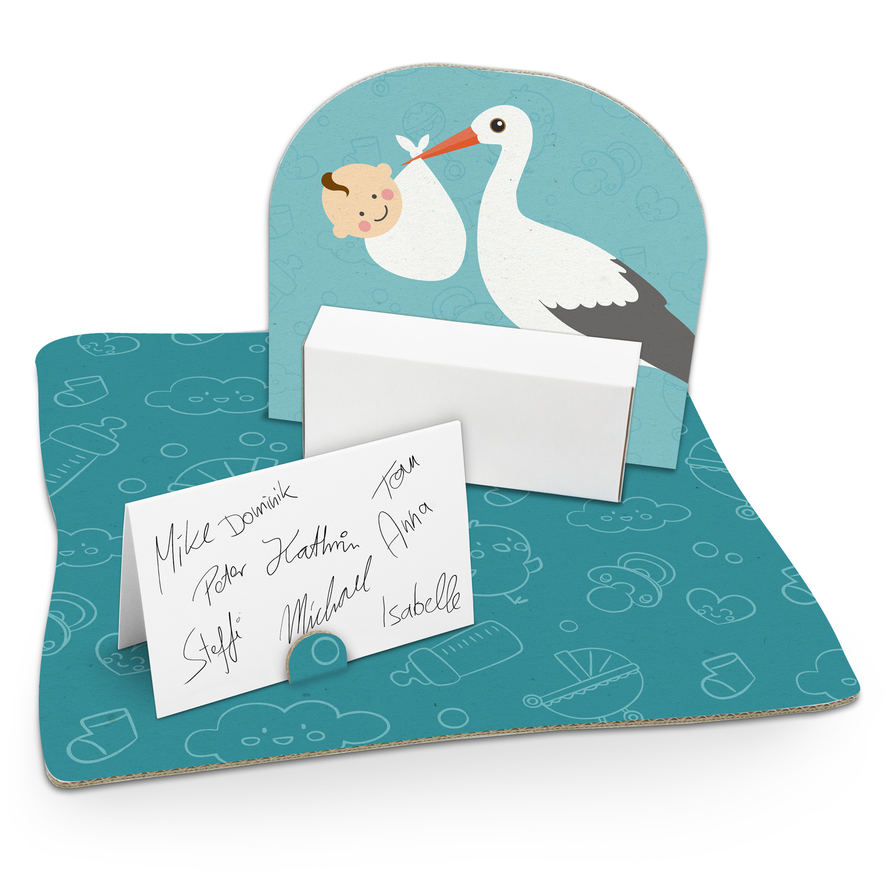 itenga Geldgeschenkverpackung "Storch mit Baby" mintgr�n...