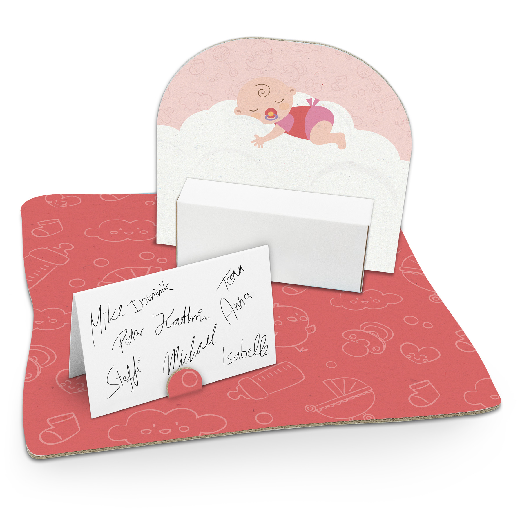 itenga Geldgeschenkverpackung "Baby auf Wolke" rosa past...