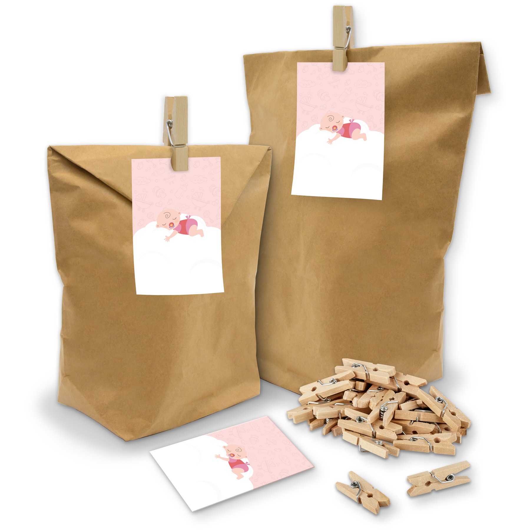 itenga SET Geschenkt�ten "Baby auf Wolke" rosa 24x T�ten...