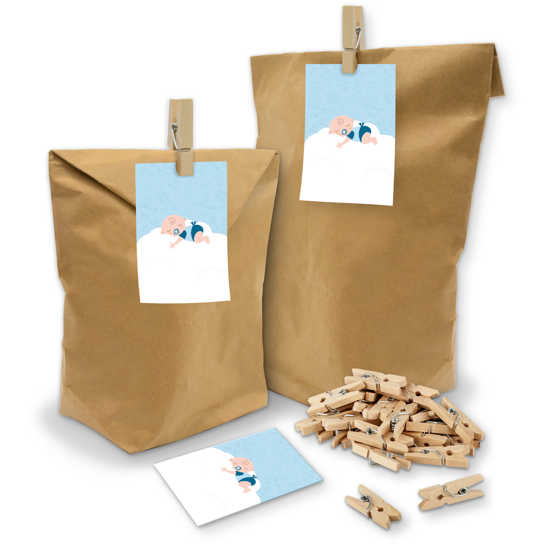 itenga SET Geschenkt�ten "Baby auf Wolke" blau 24x T�ten...