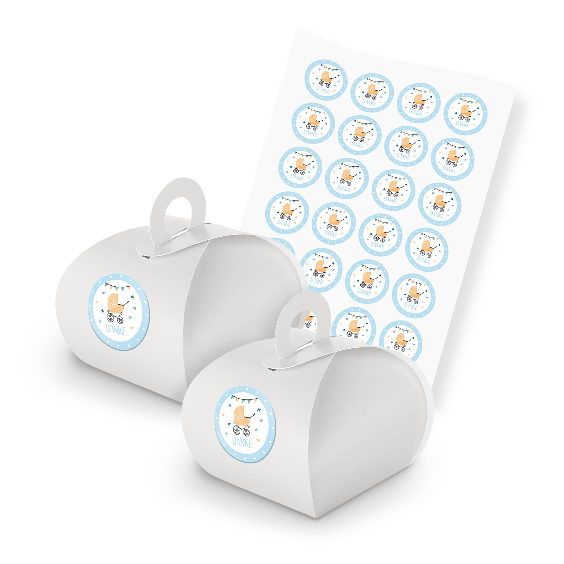itenga SET 24x Geschenkschachtel mit Griff wei� + Sticke...