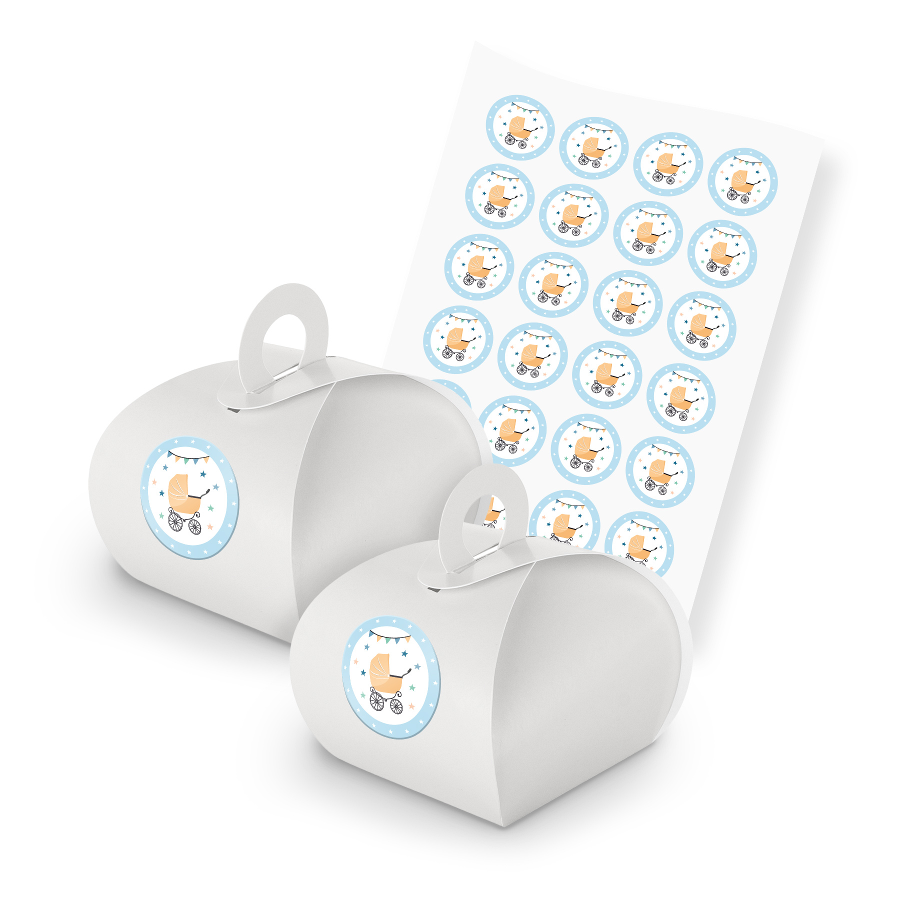 itenga SET 24x Geschenkschachtel mit Griff wei� + Sticke...