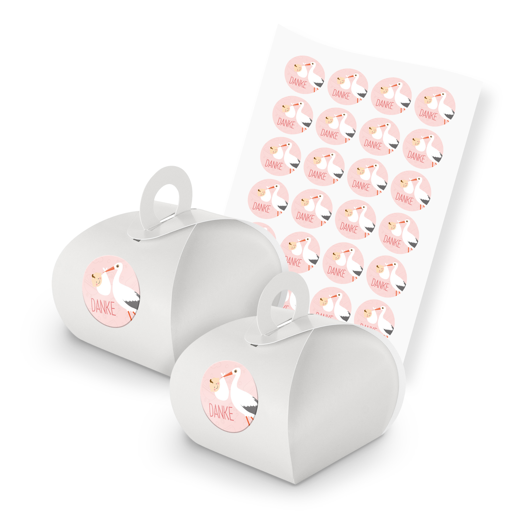 itenga SET 24x Geschenkschachtel mit Griff wei� + Sticke...