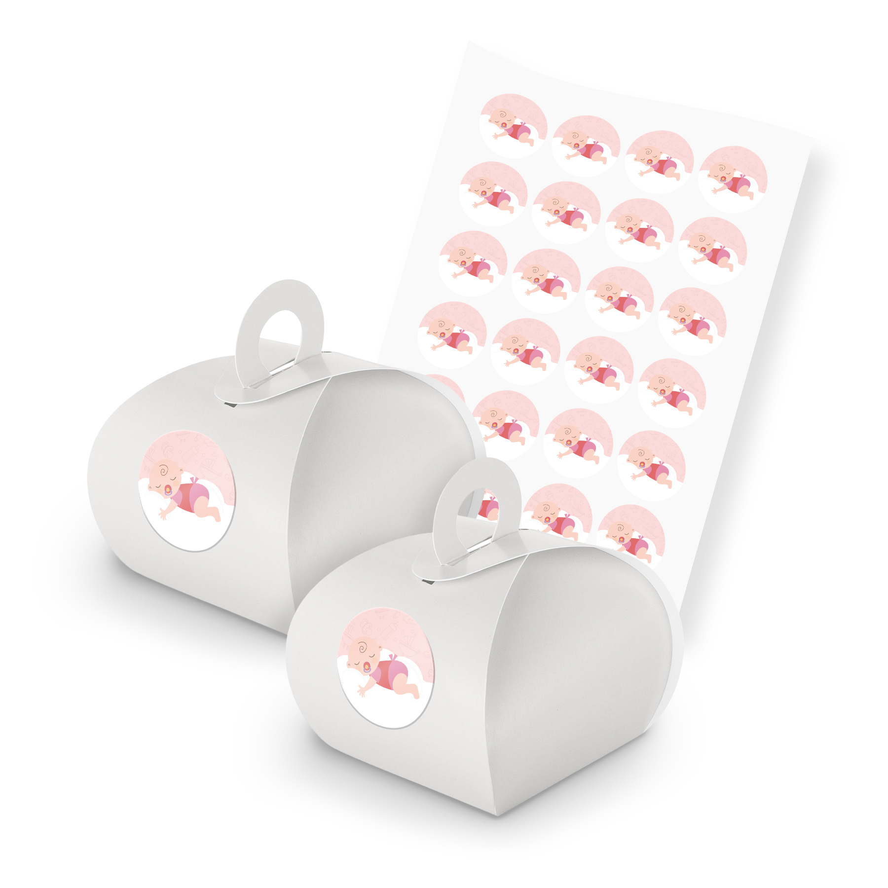 itenga SET 24x Geschenkschachtel mit Griff wei� + Sticke...