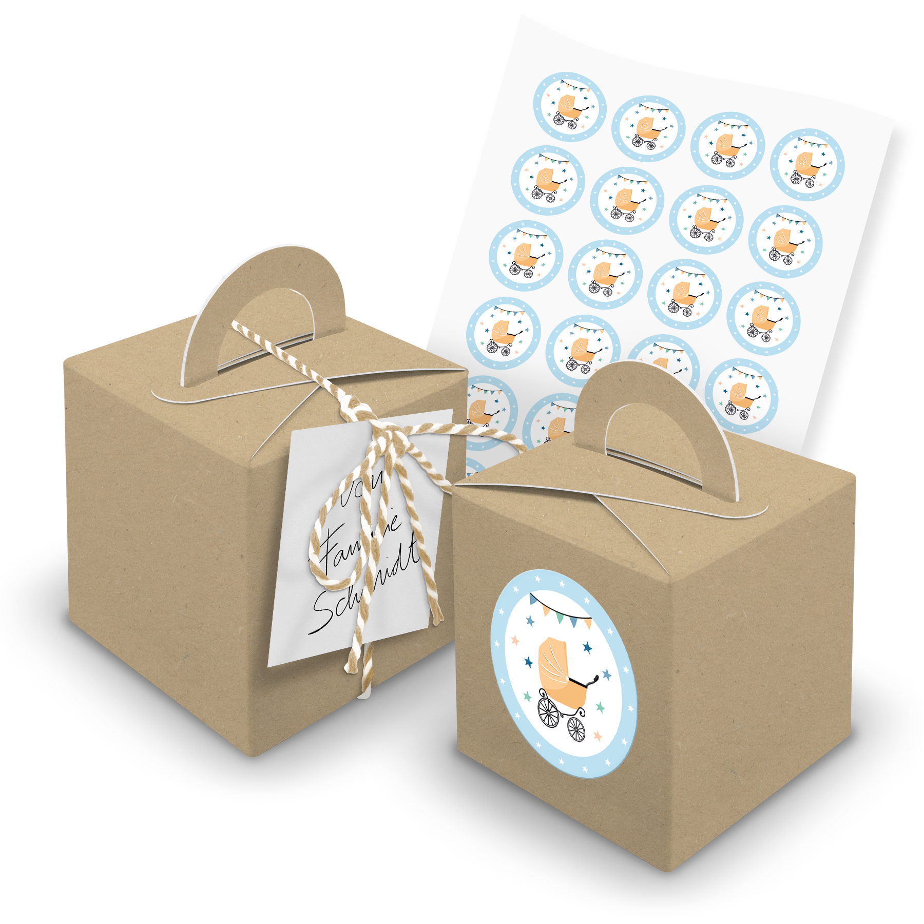 itenga 24x W�rfelbox mit Griff braun + Garn beige (V33)...