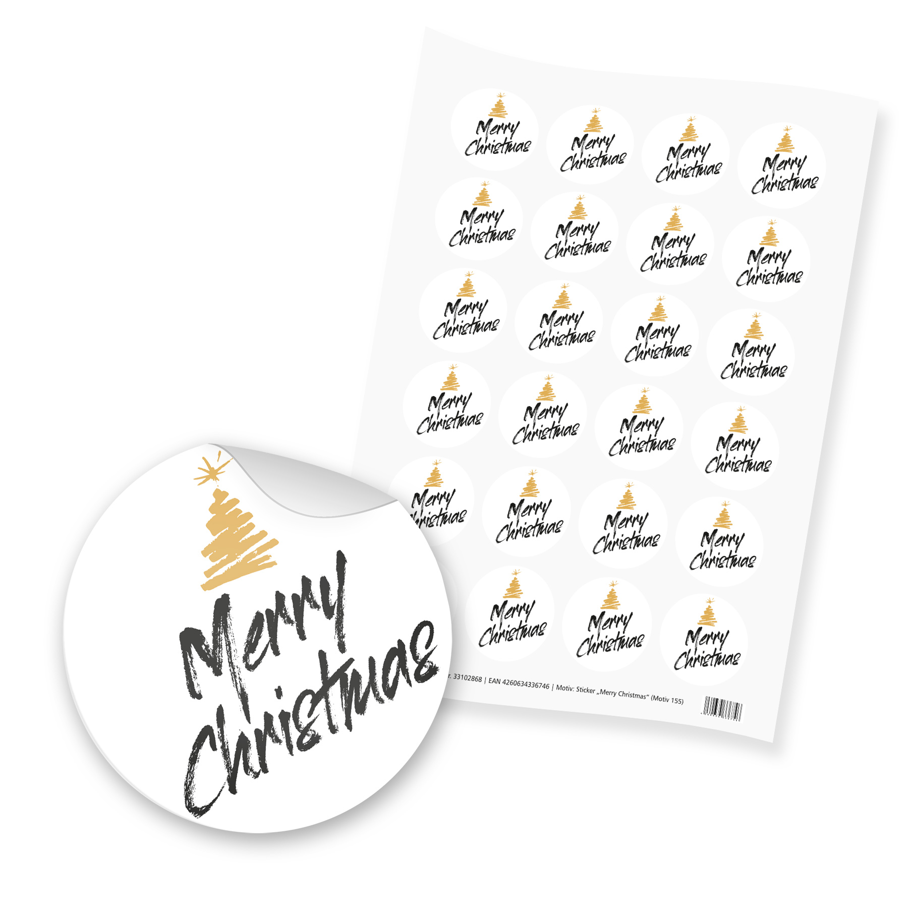 itenga 24x Sticker "Merry Christmas" (Motiv 155)
