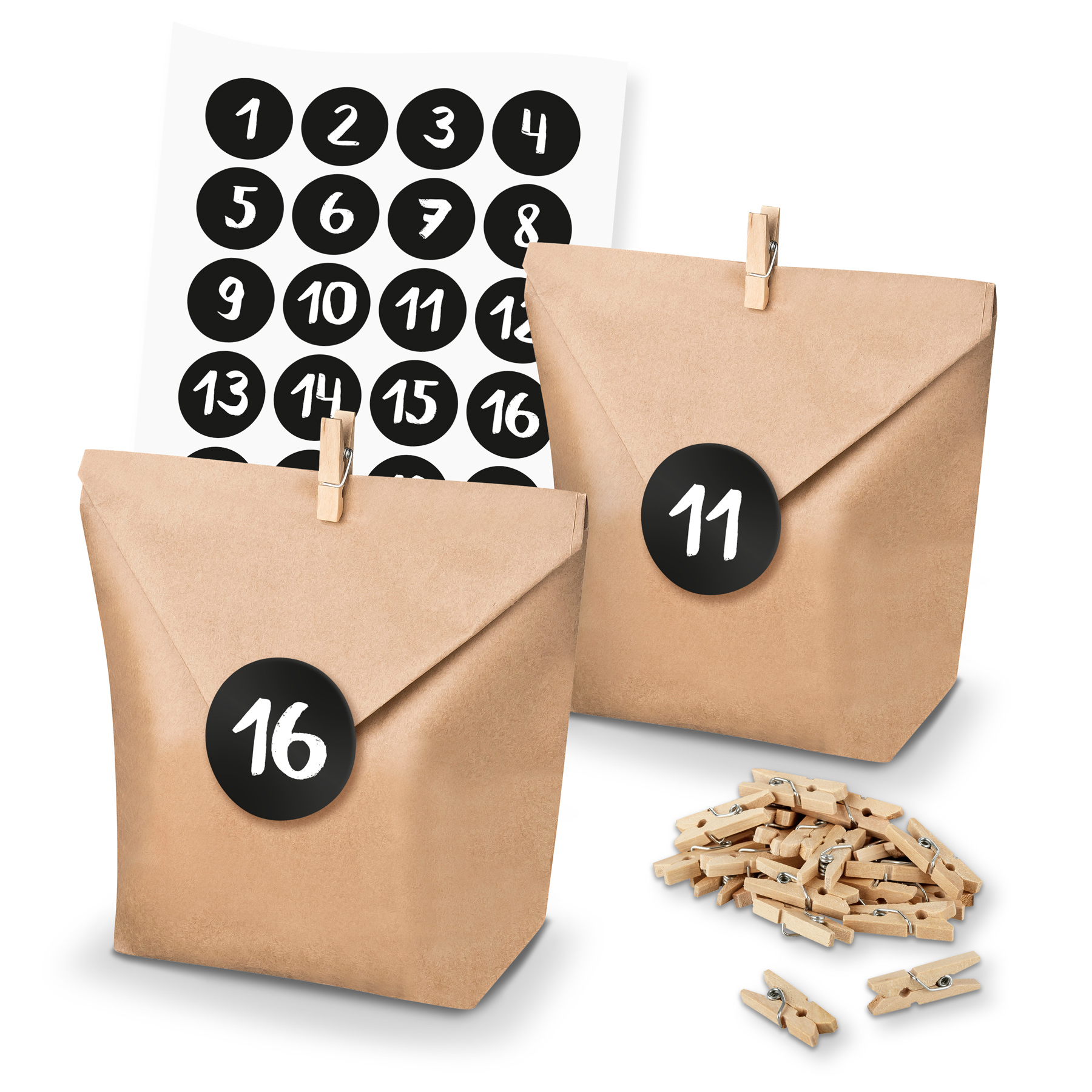 itenga SET Adventskalender 24x T�ten + Klammern + Zahlen...