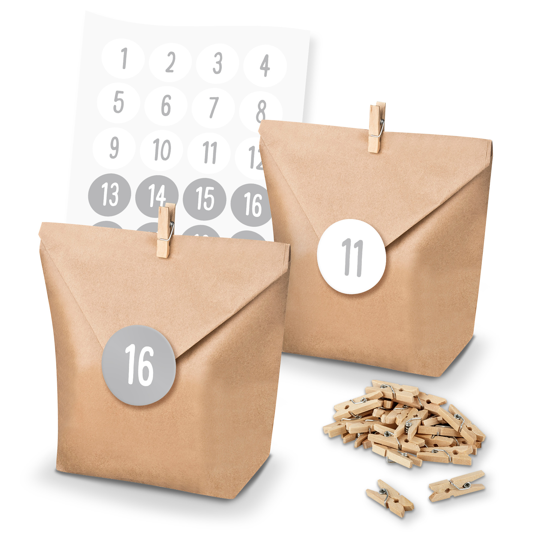 itenga SET Adventskalender 24x T�ten + Klammern + Zahlen...