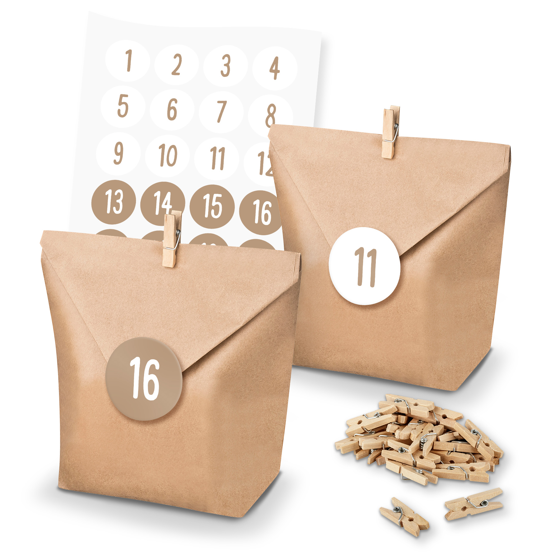 itenga SET Adventskalender 24x T�ten + Klammern + Zahlen...