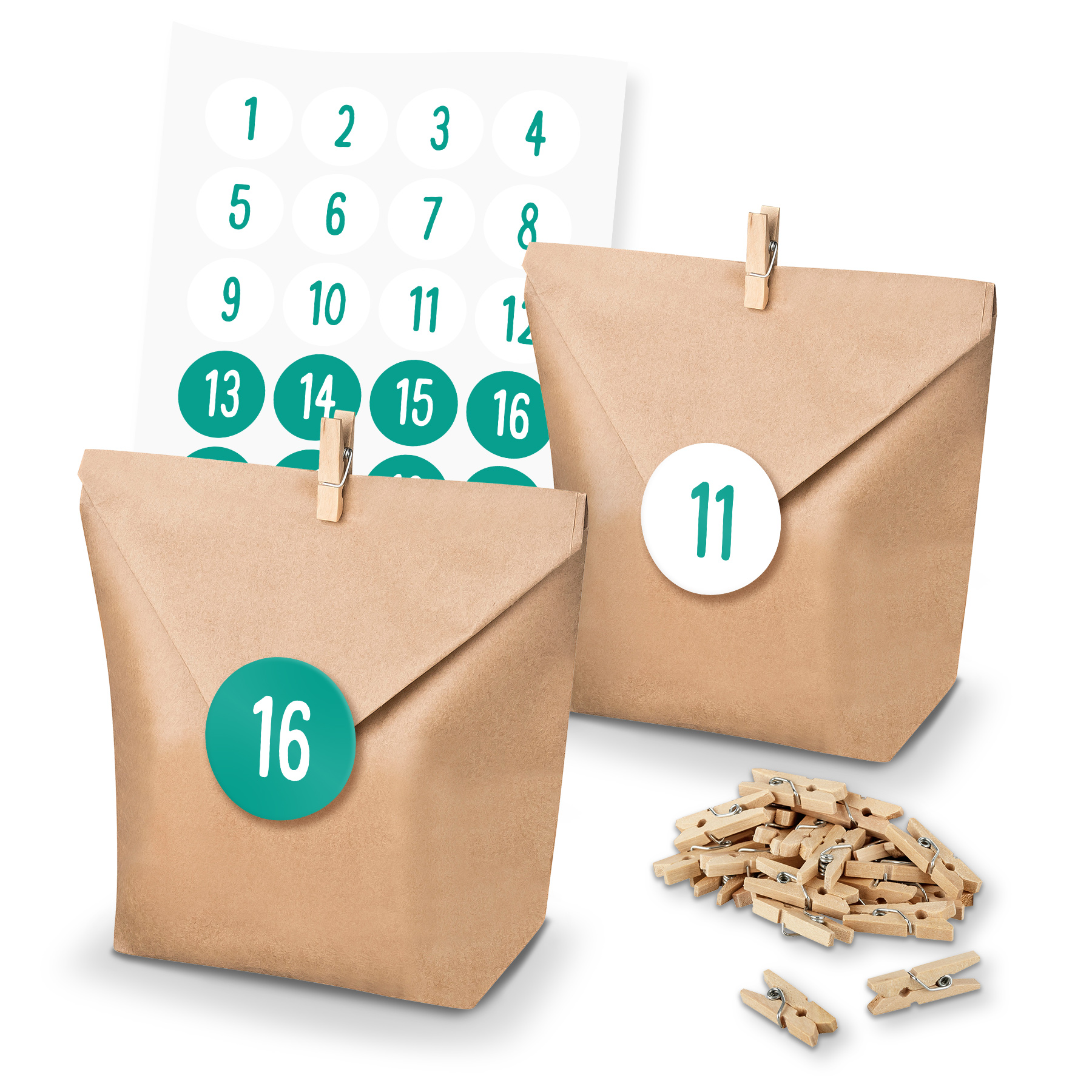 itenga SET Adventskalender 24x T�ten + Klammern + Zahlen...