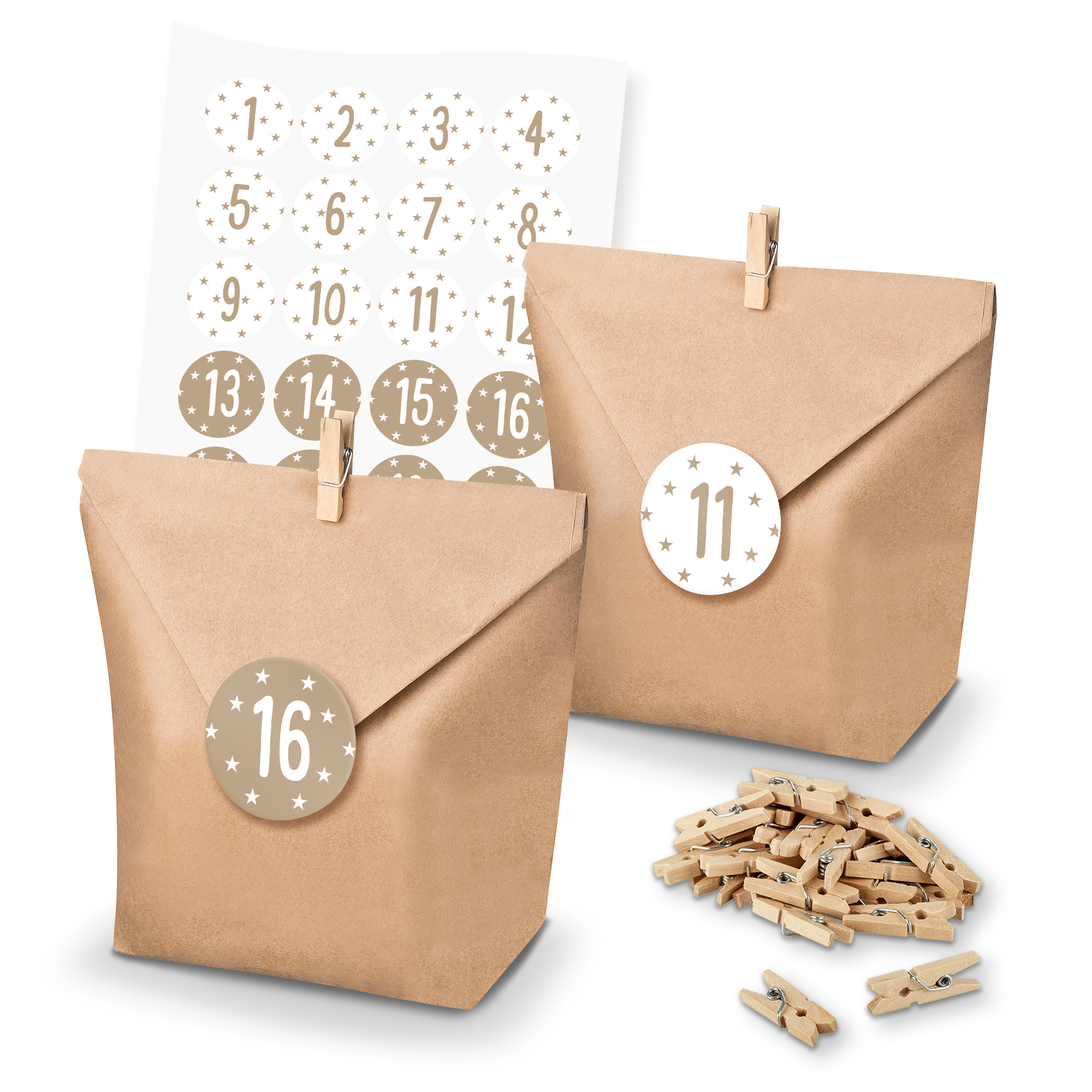 itenga SET Adventskalender 24x T�ten + Klammern + Zahlen...