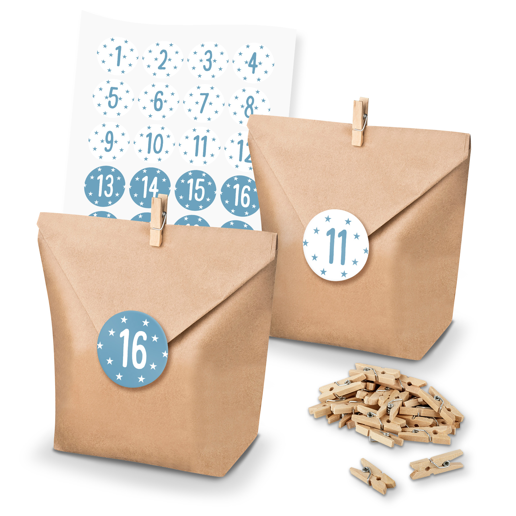itenga SET Adventskalender 24x T�ten + Klammern + Zahlen...