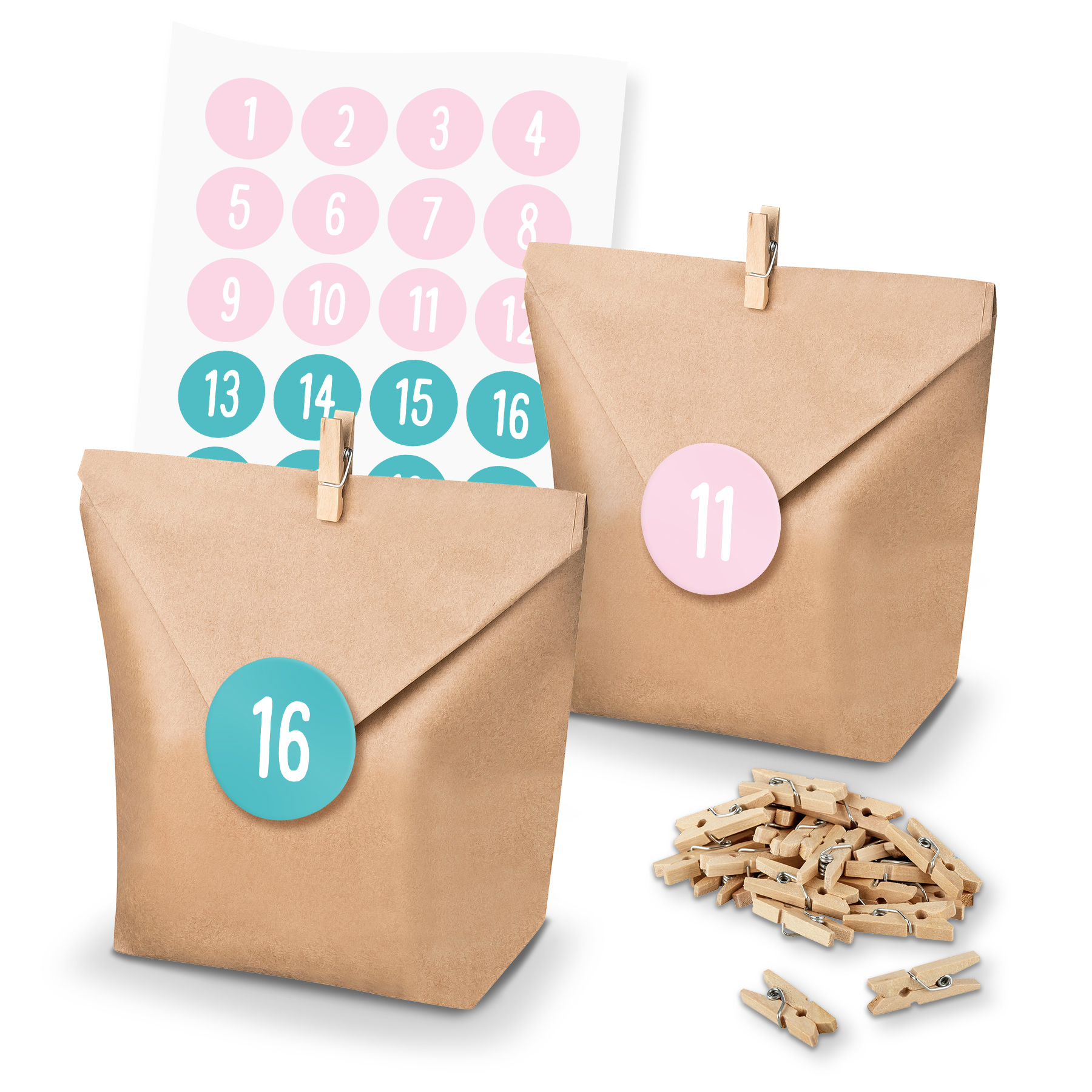itenga SET Adventskalender 24x T�ten + Klammern + Zahlen...