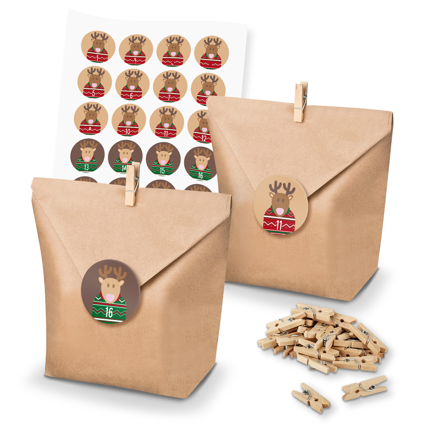 itenga SET Adventskalender 24x T�ten + Klammern + Zahlen...