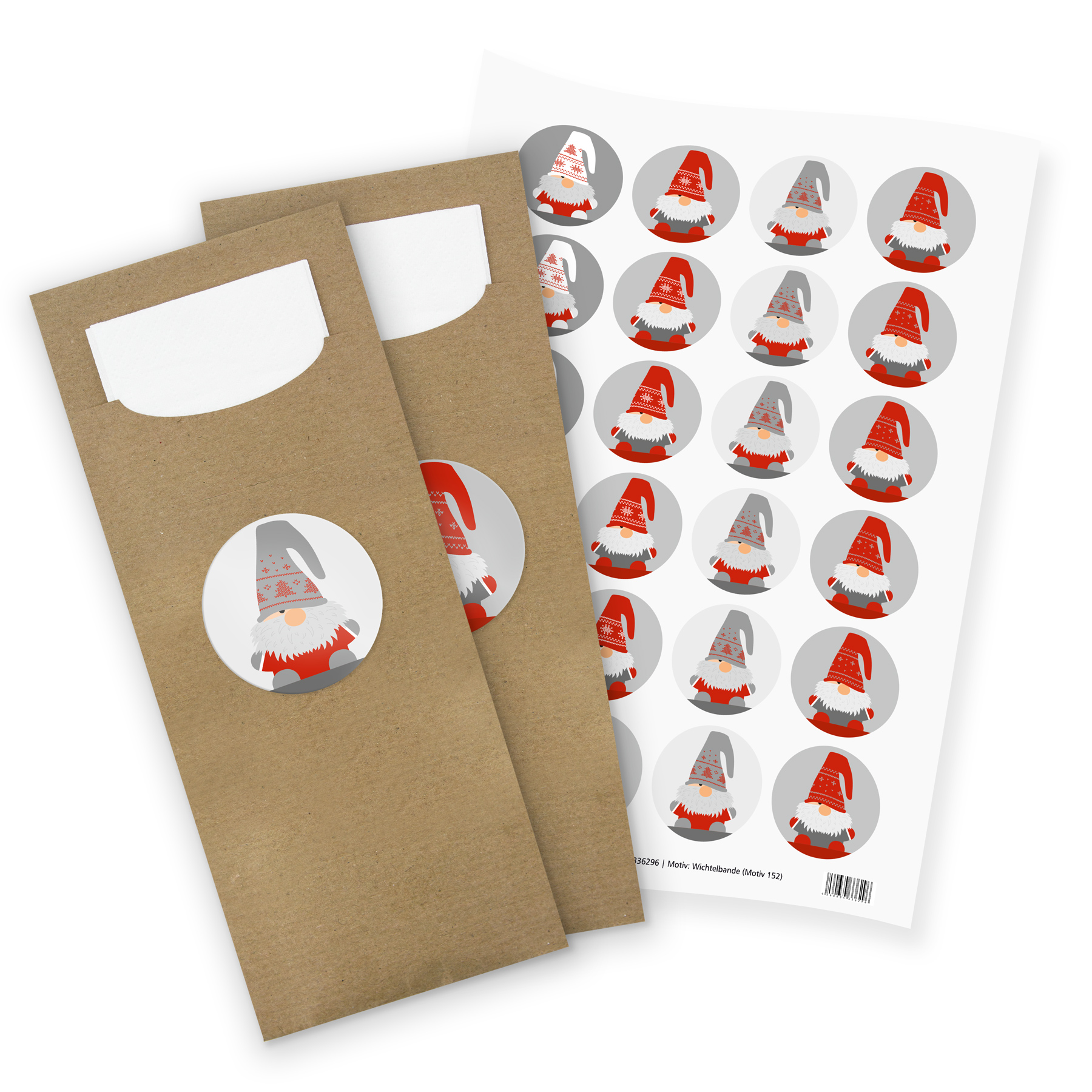 itenga 24x Bestecktaschen + Stickerbogen Wichtelbande (M...