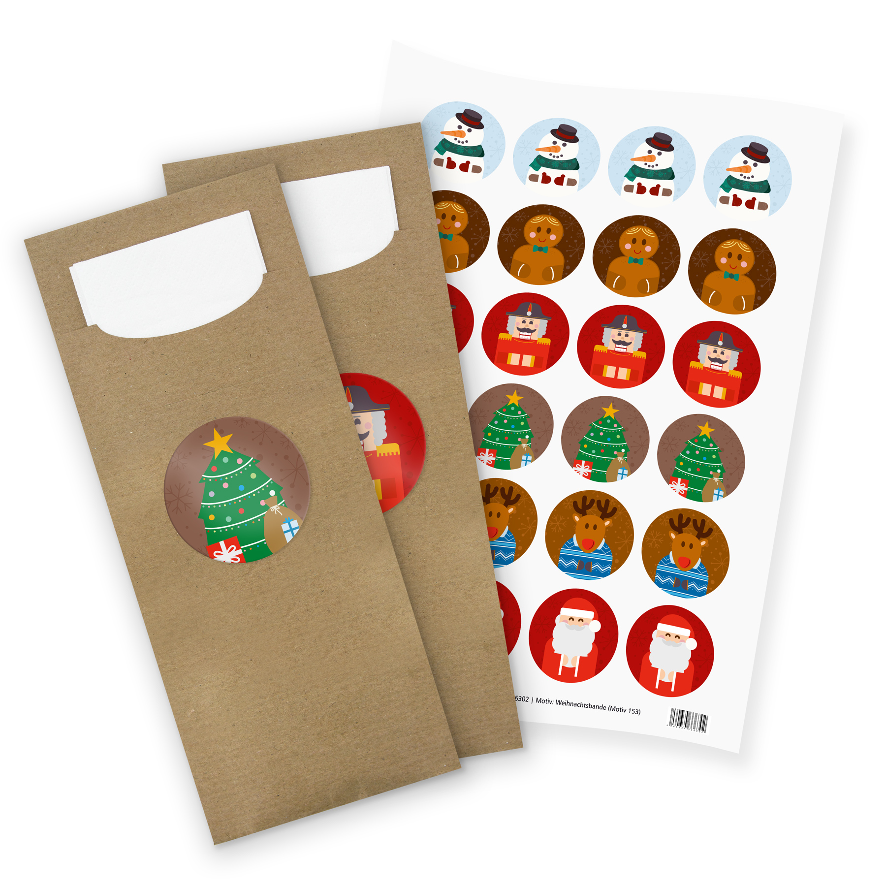 itenga 24x Bestecktaschen + Stickerbogen Weihnachtsbande...