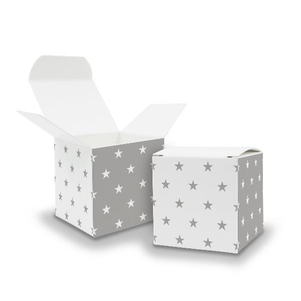 50x itenga W�rfelbox aus Karton 6,5x6,5cm Muster Sterne