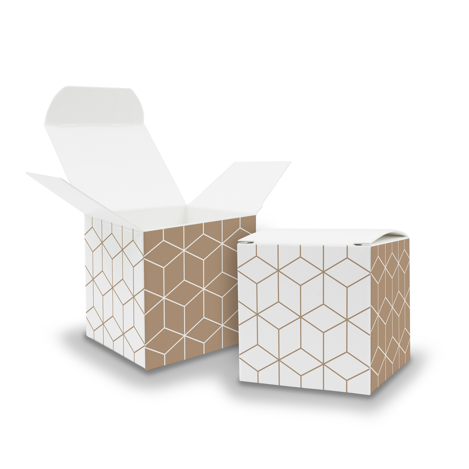 25x itenga Wrfelbox aus Karton 6,5x6,5cm Muster Geometrie