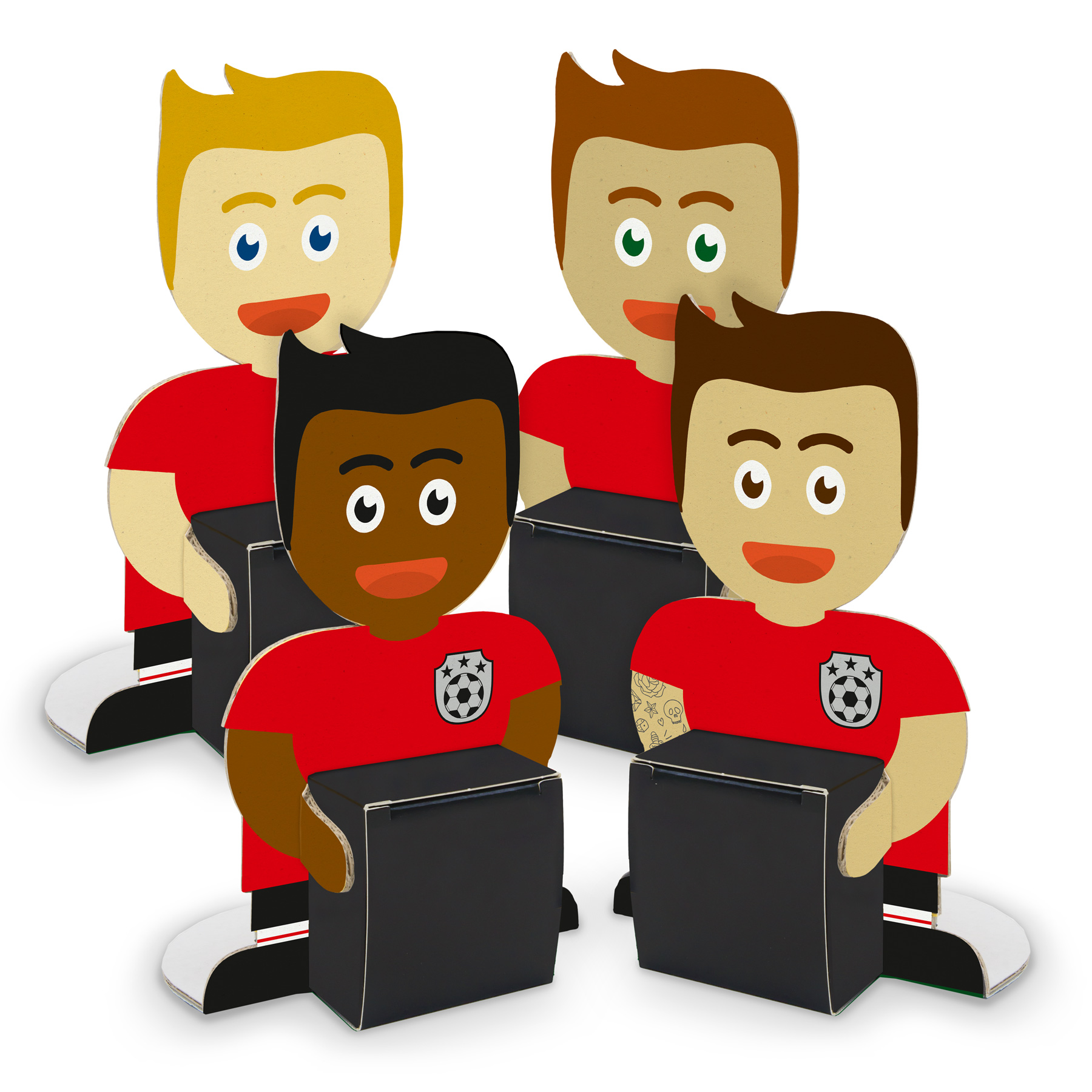 itenga Fu�ballbande Rot Schwarz 4x Figuren + 4x W�rfelbo...