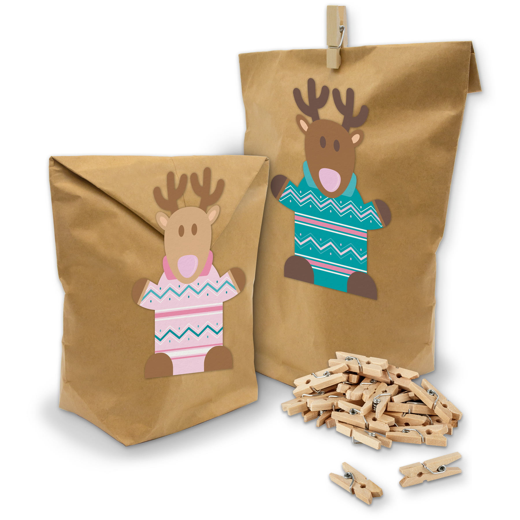 itenga SET Geschenkt�ten "Rentierbande" 24 x T�ten + Kla...