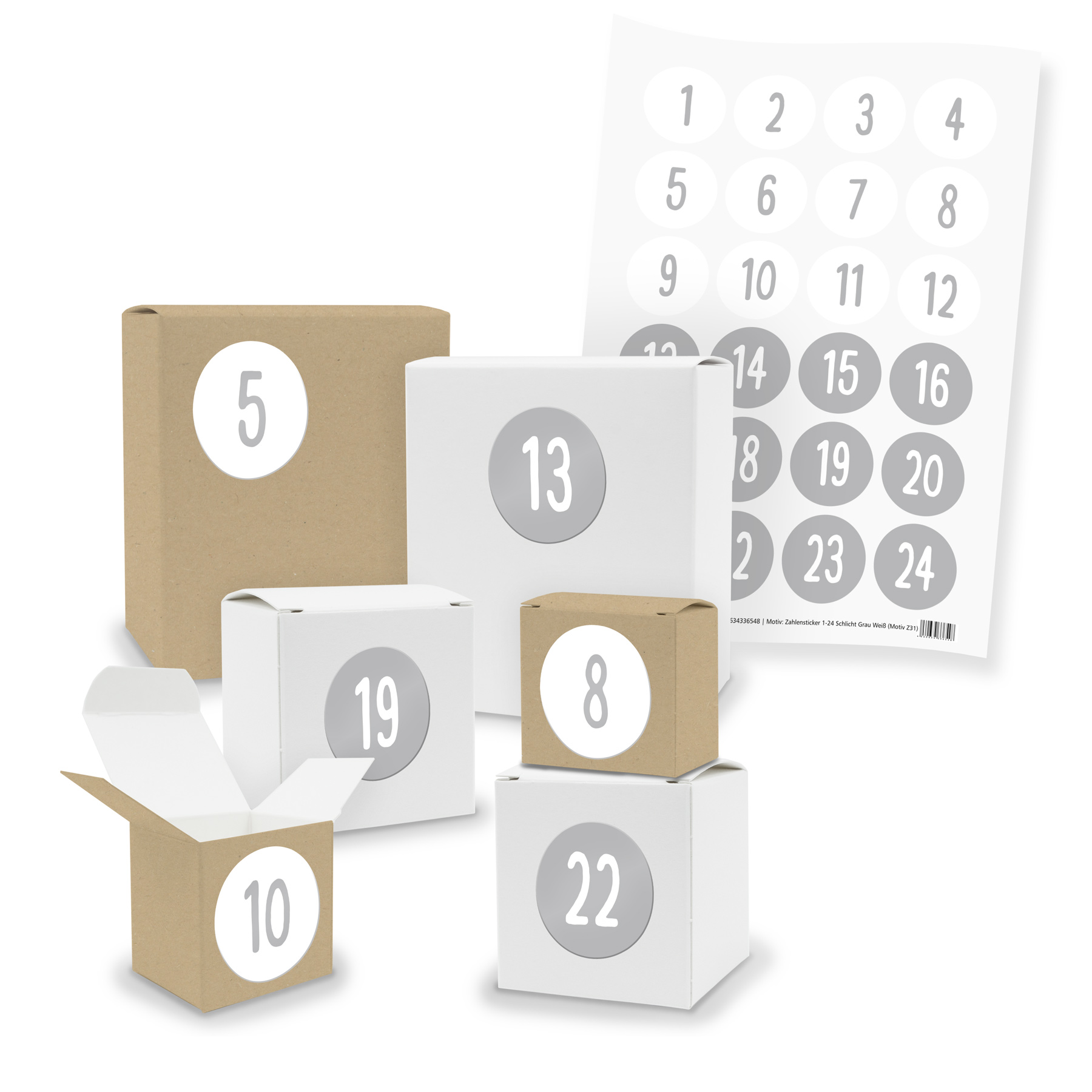 Adventskalender zum F�llen 24x Quader W�rfel gemischt + ...
