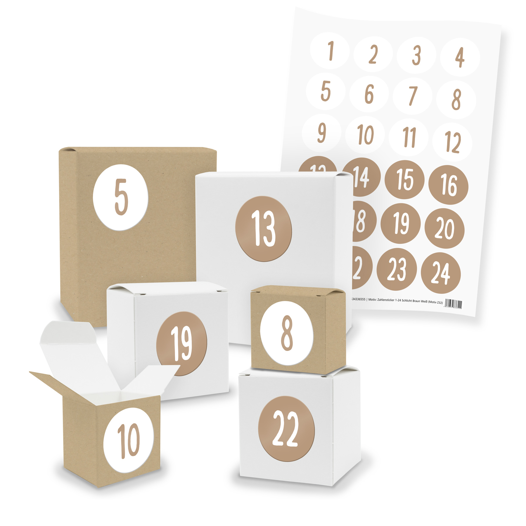 Adventskalender zum F�llen 24x Quader W�rfel gemischt + ...