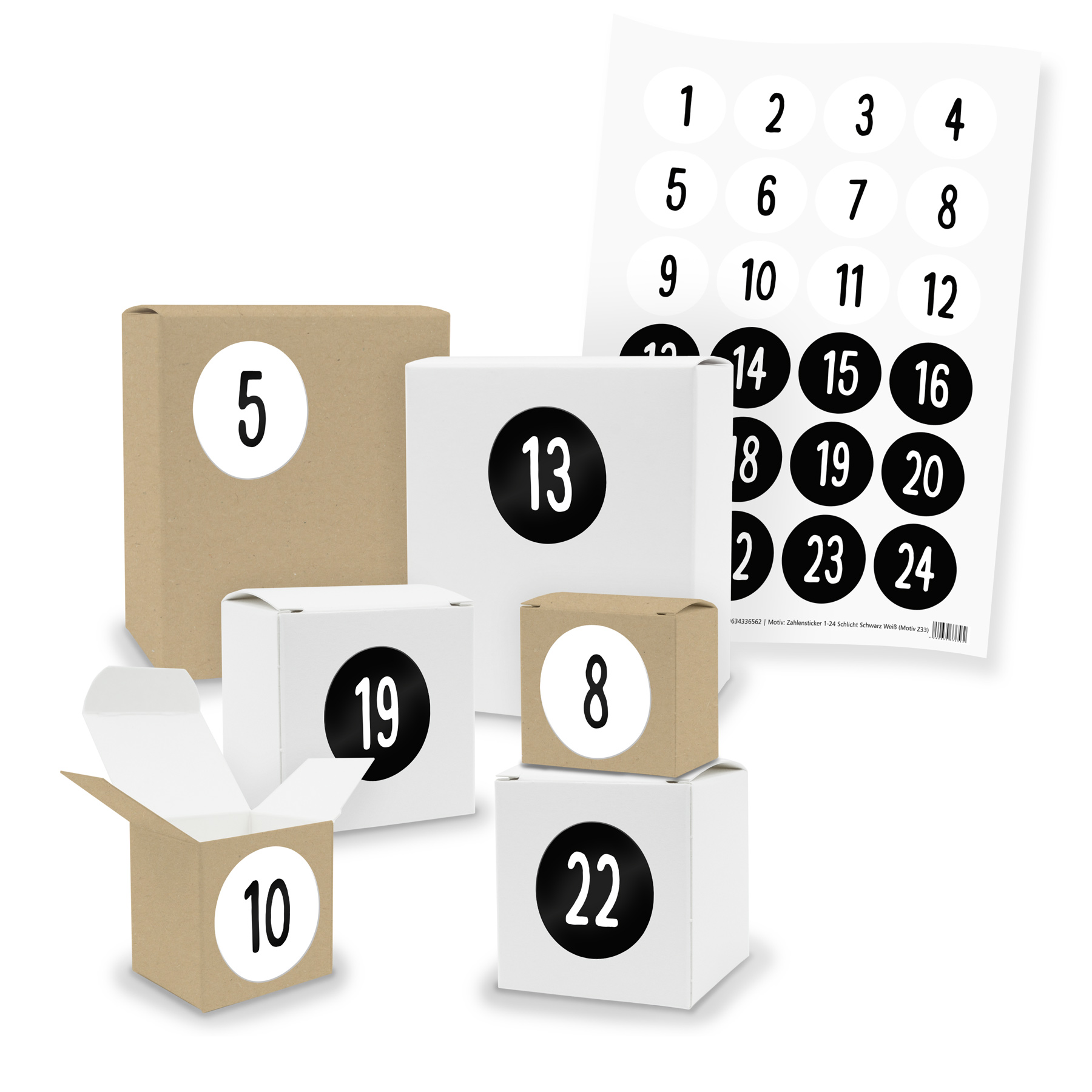 Adventskalender zum F�llen 24x Quader W�rfel gemischt + ...