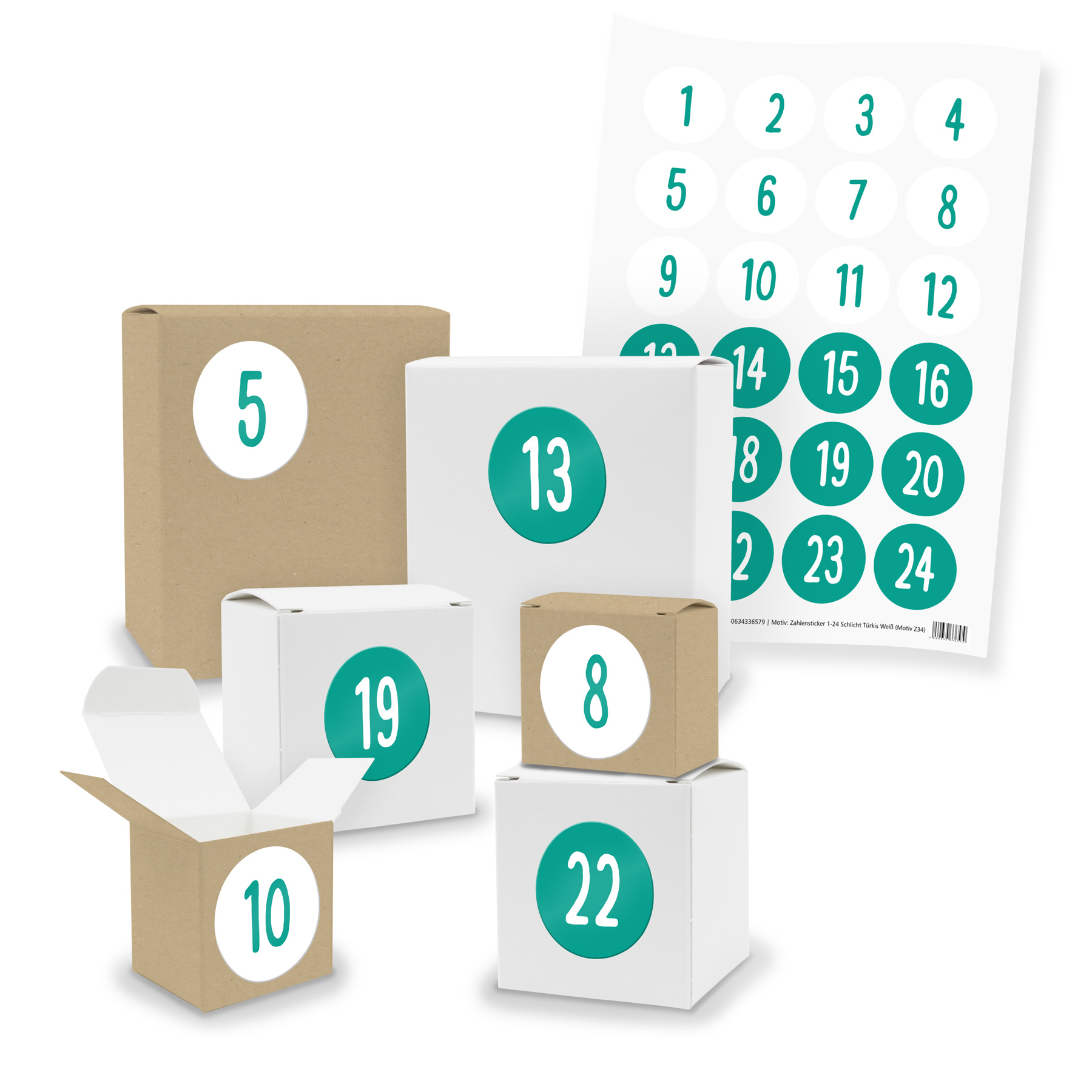 Adventskalender zum F�llen 24x Quader W�rfel gemischt + ...