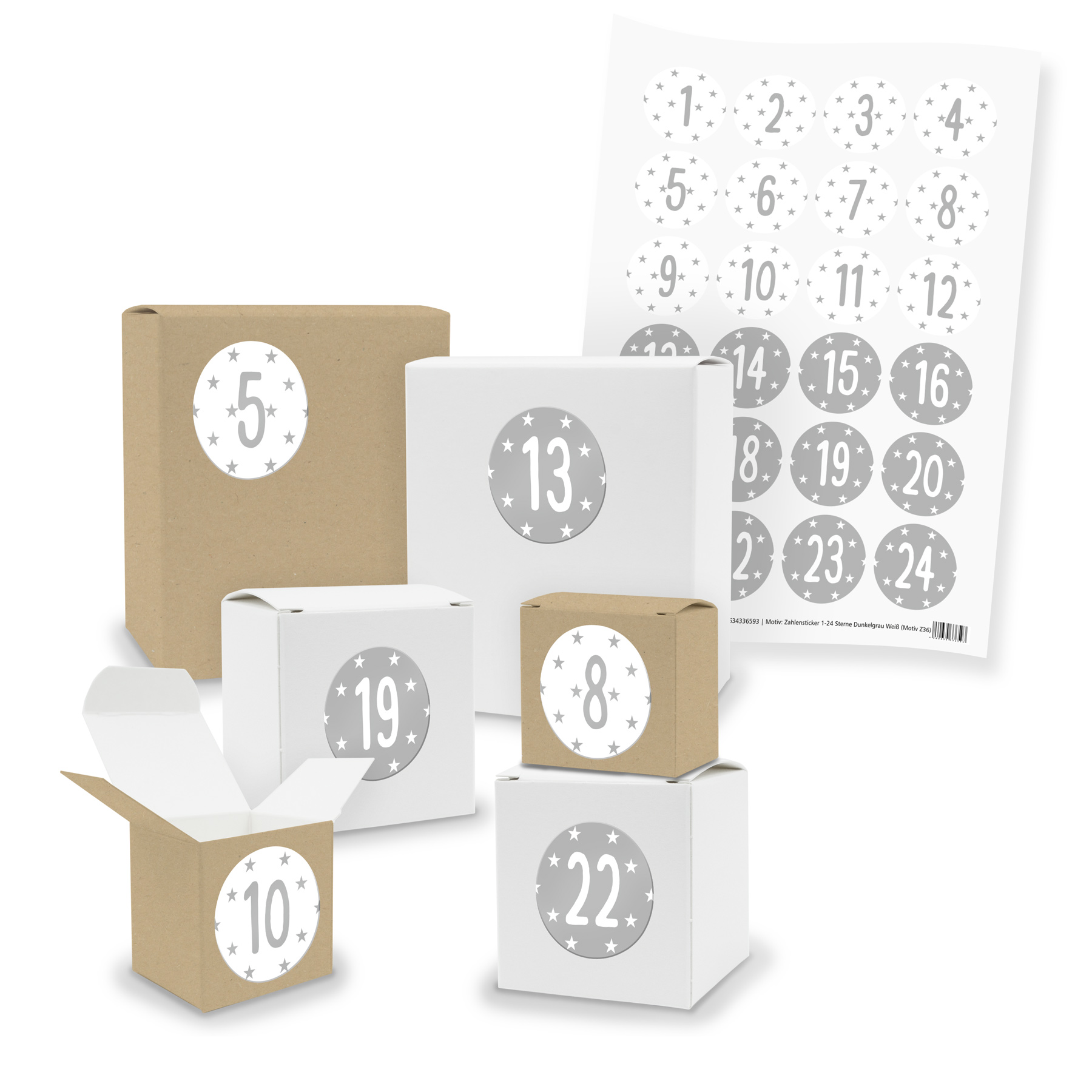 Adventskalender zum F�llen 24x Quader W�rfel gemischt + ...