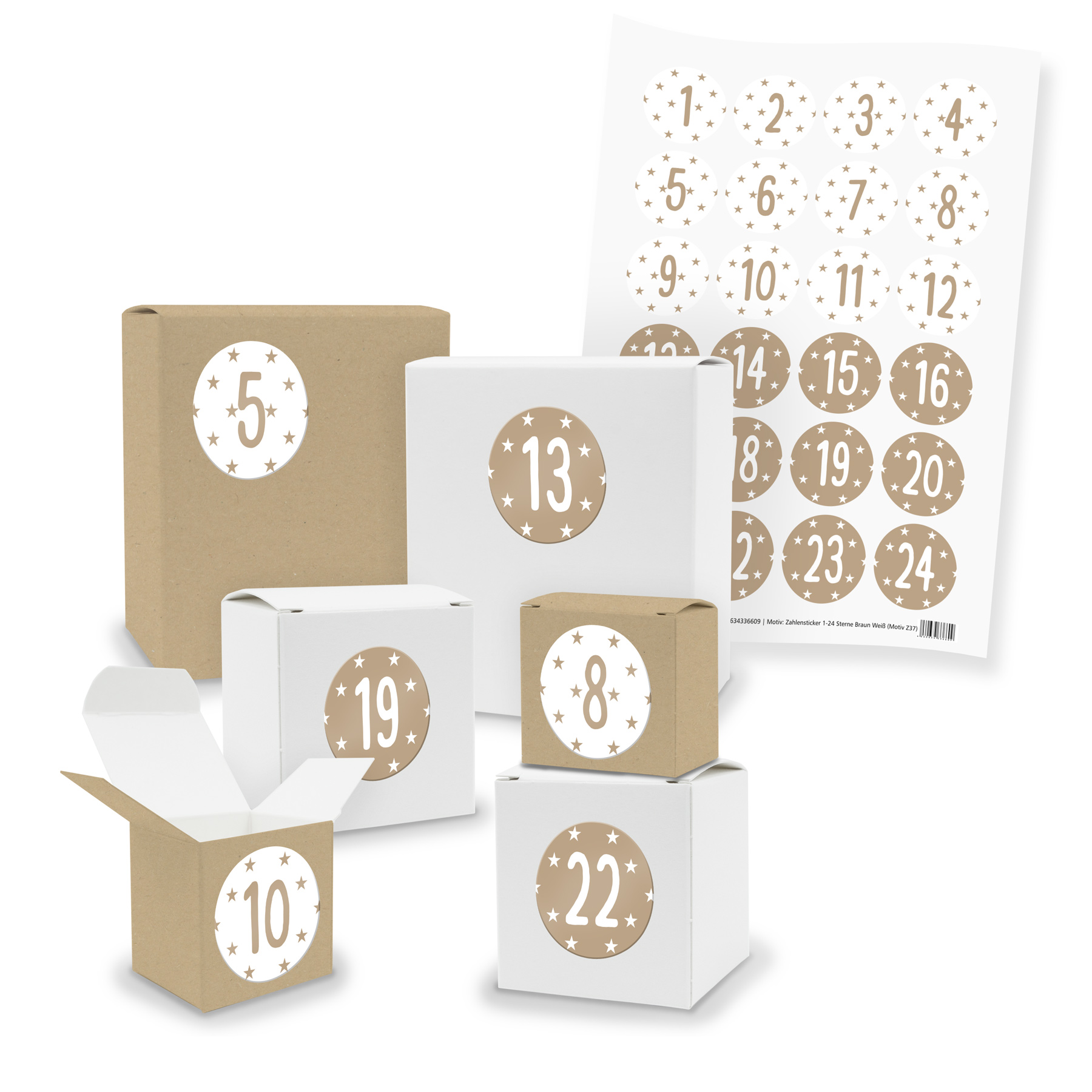 Adventskalender zum F�llen 24x Quader W�rfel gemischt + ...