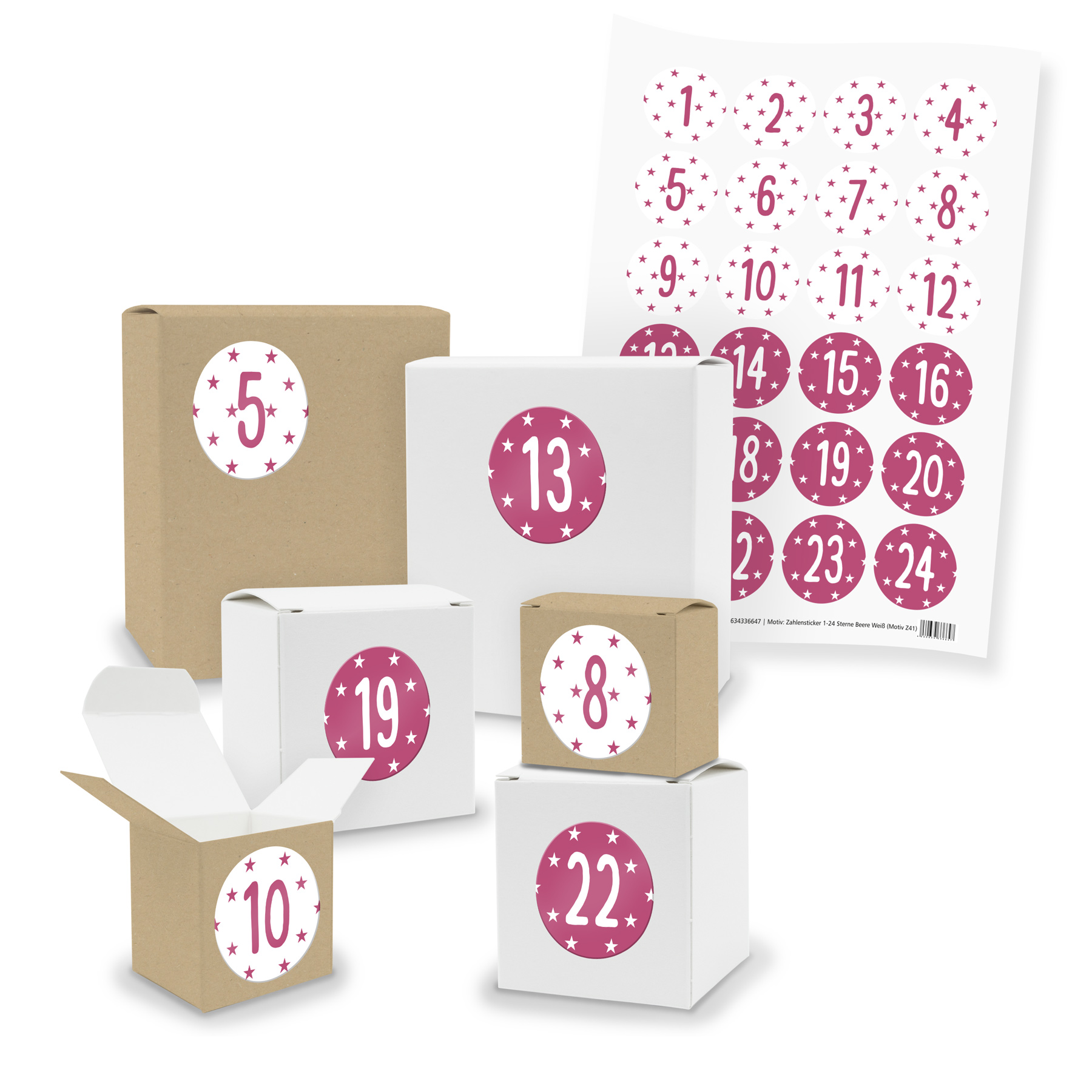 Adventskalender zum F�llen 24x Quader W�rfel gemischt + ...
