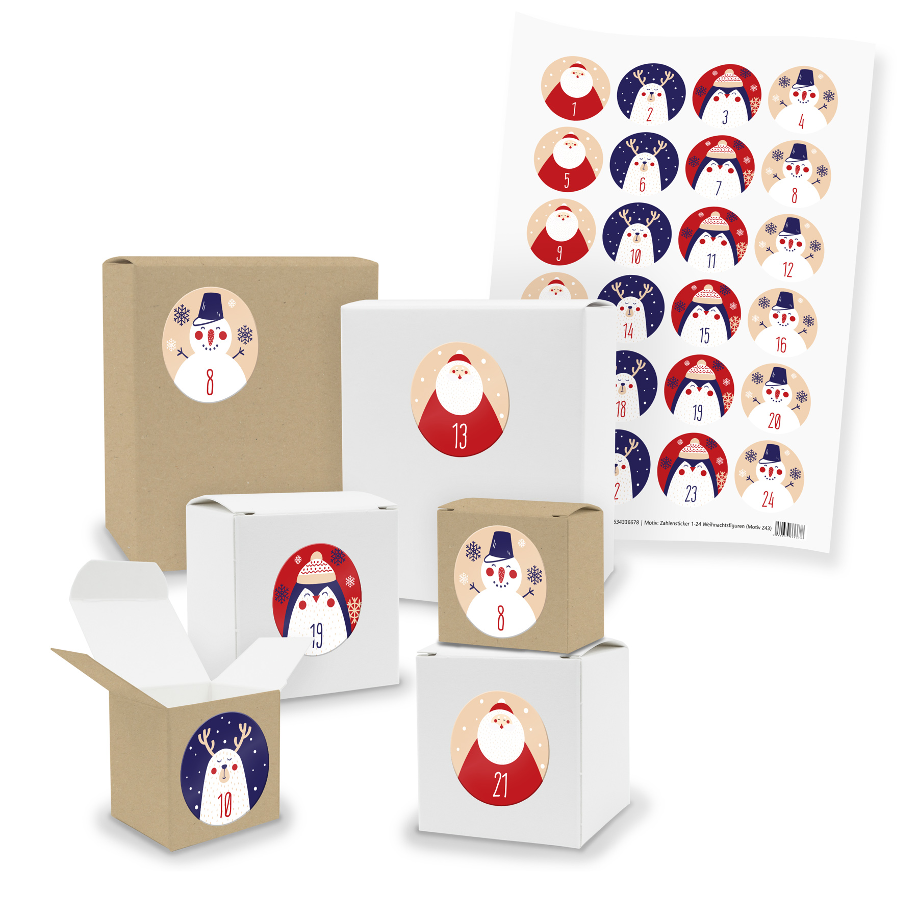 Adventskalender zum F�llen 24x Quader W�rfel gemischt + ...
