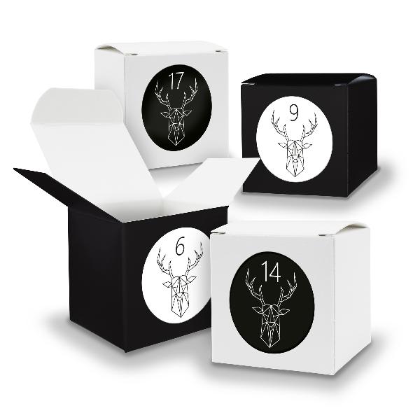 Adventskalender zum F�llen 24x W�rfel 5cm Schwarz Wei� +...