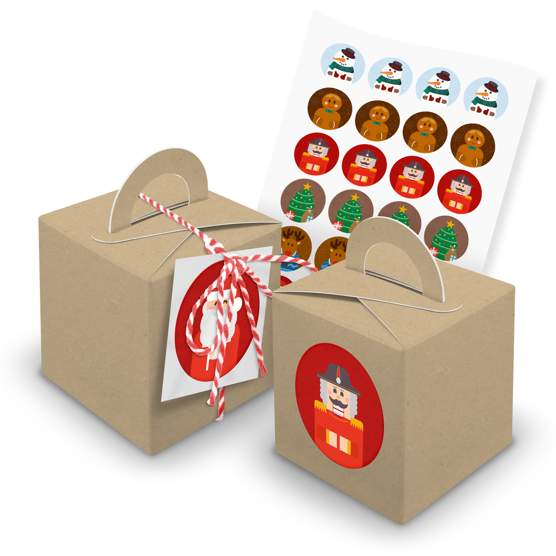itenga SET 24x W�rfelboxen mit Griff Braun (V28) + Motiv...