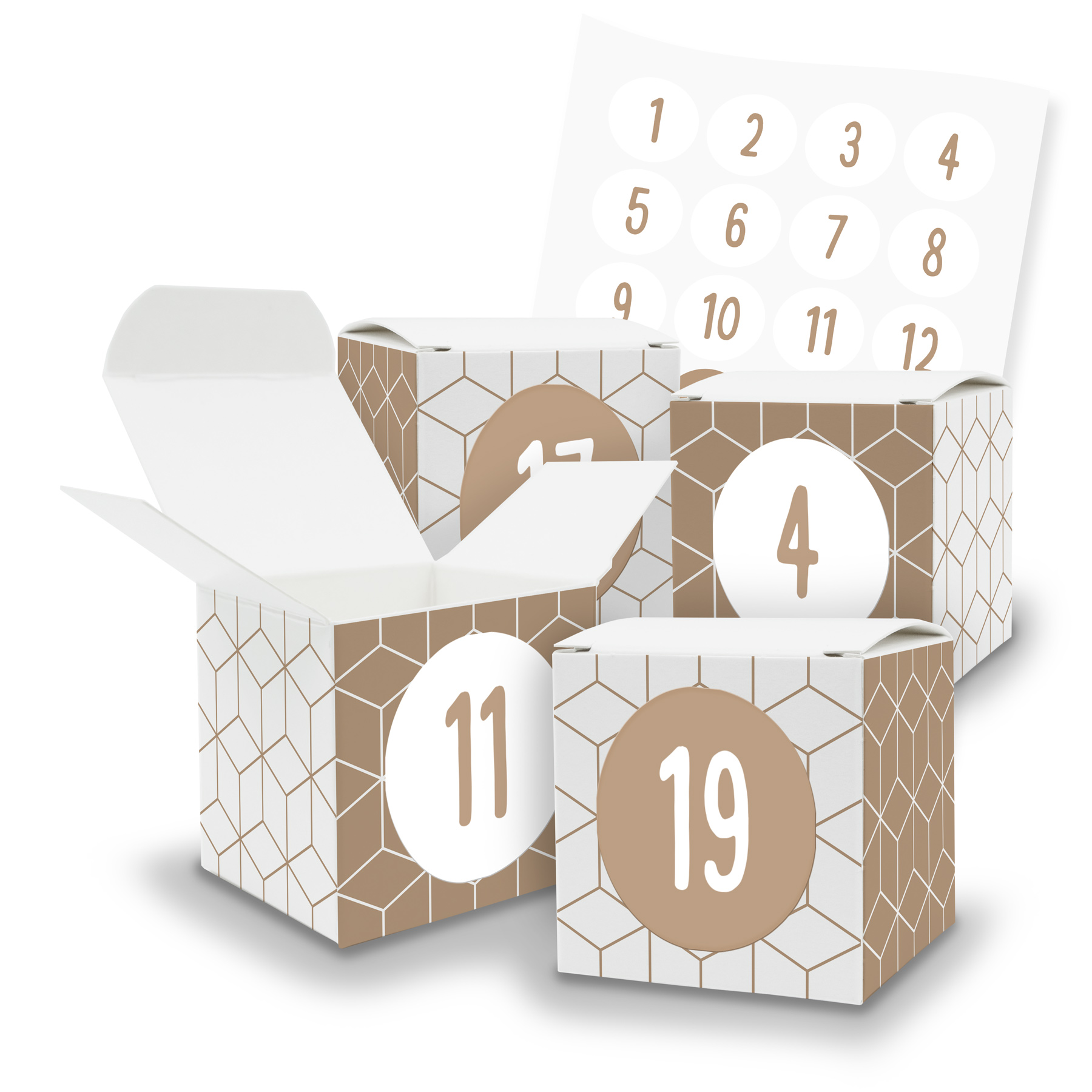 Adventskalender zum F�llen 24x W�rfel mit Muster (V37) +...