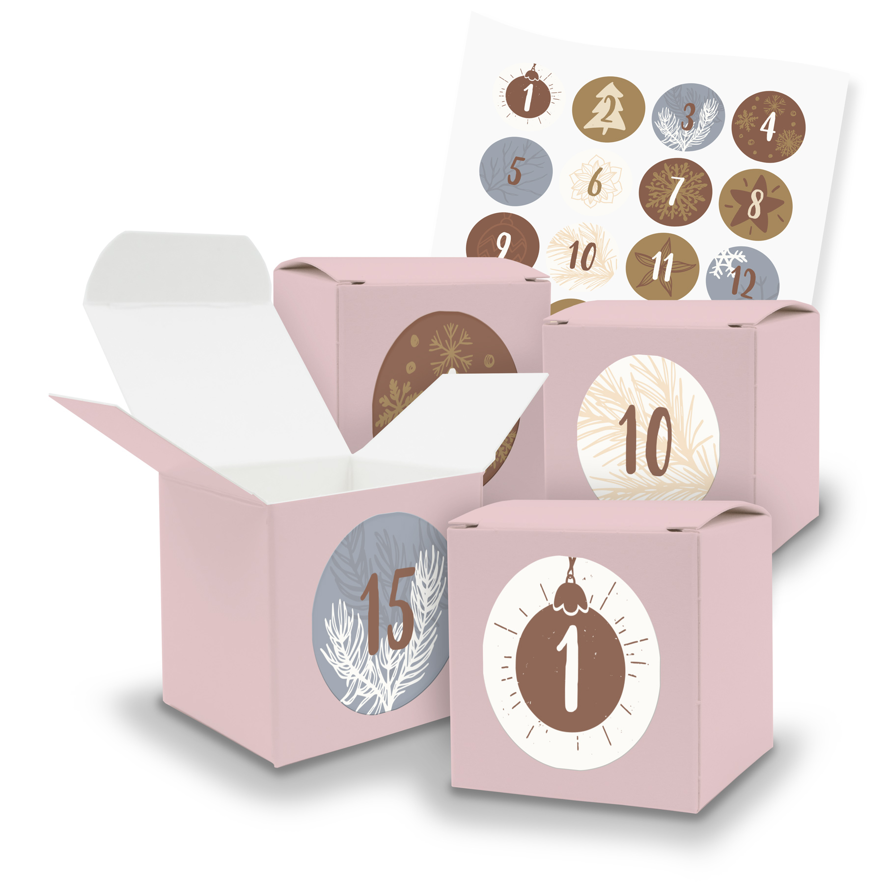 Adventskalender zum F�llen 24x W�rfel Rosa (V41) + Stick...