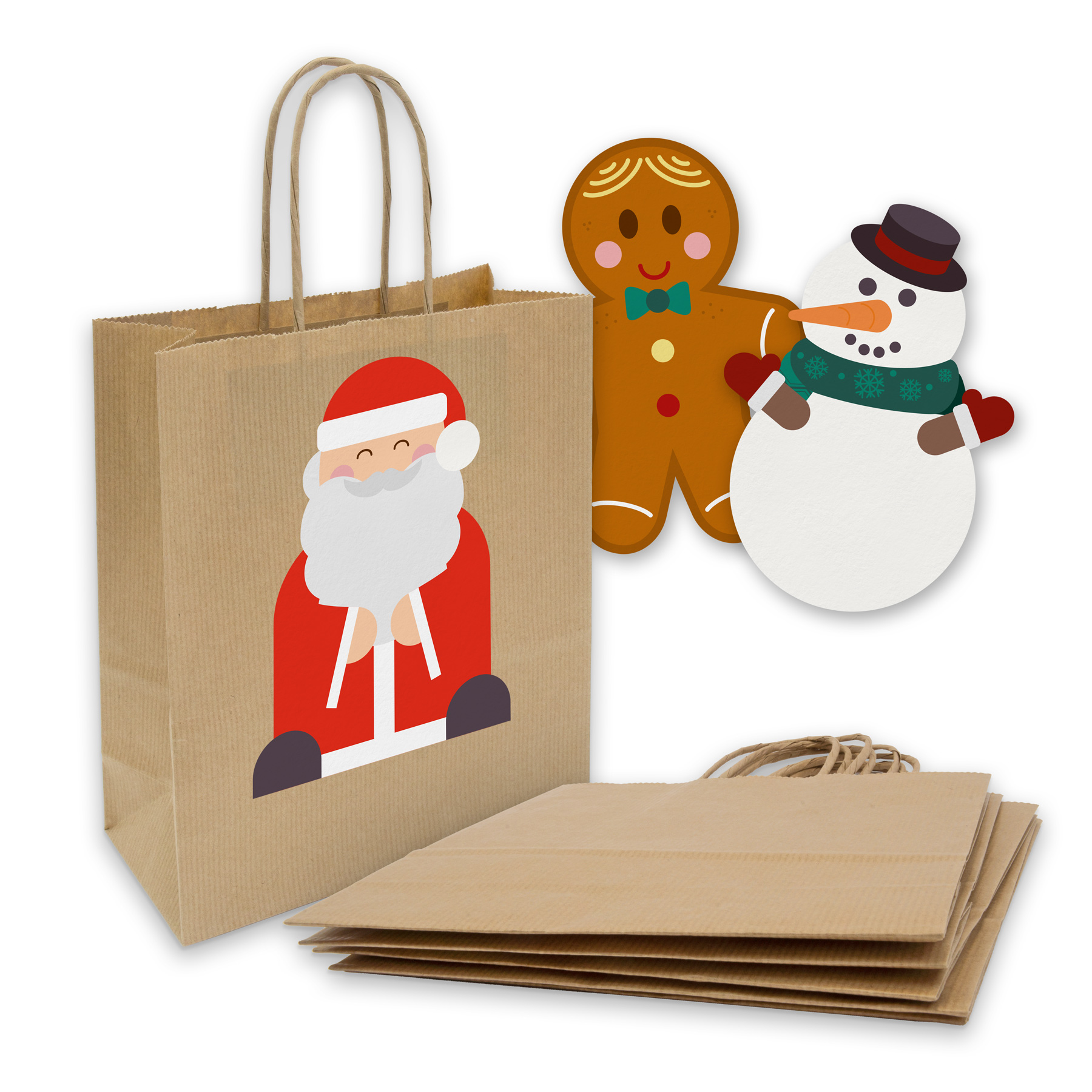 itenga SET 6x Papiert�ten mit Griff Kordel + Sticker Wei...