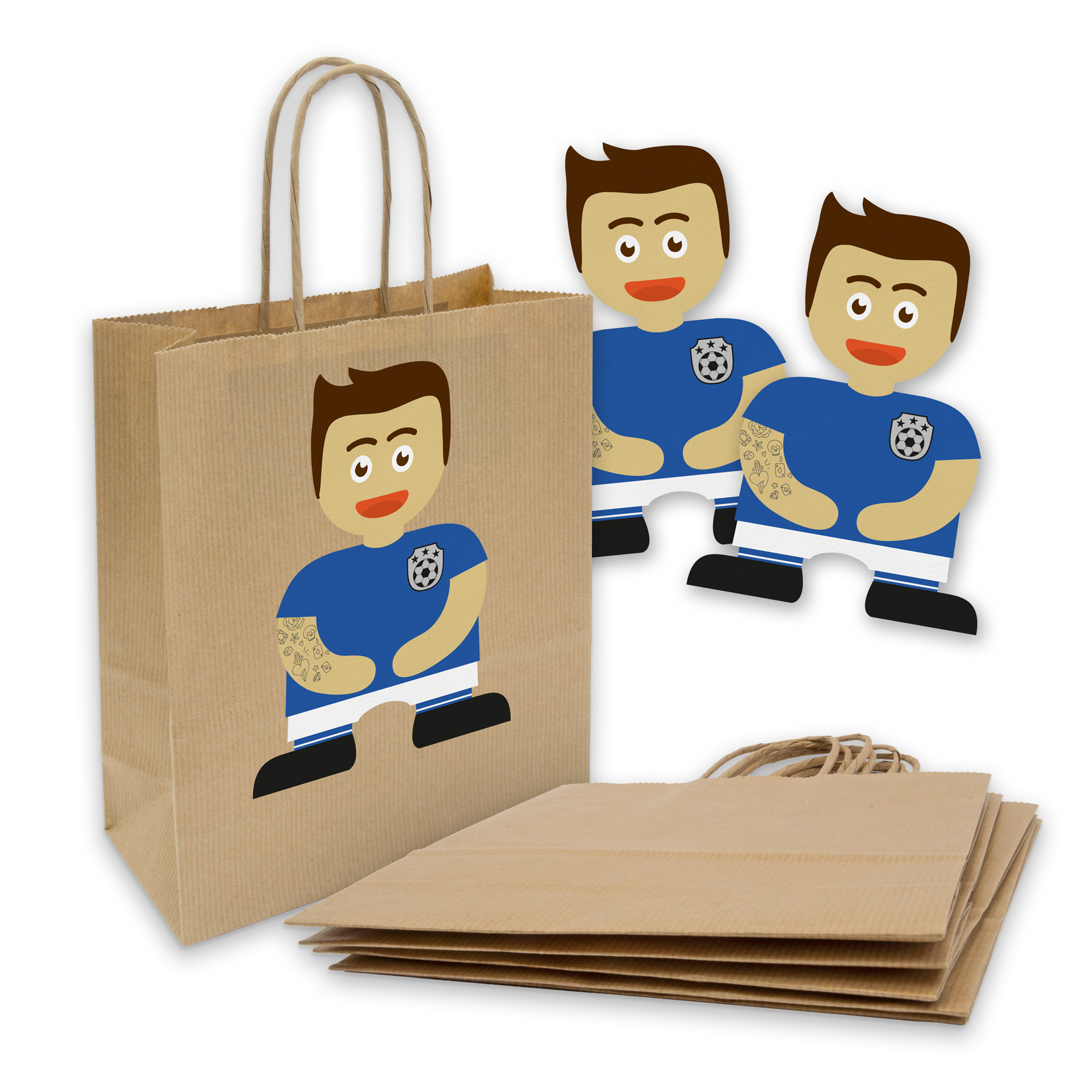 itenga SET 6x Papiert�ten mit Griff Kordel + Sticker Fu�...