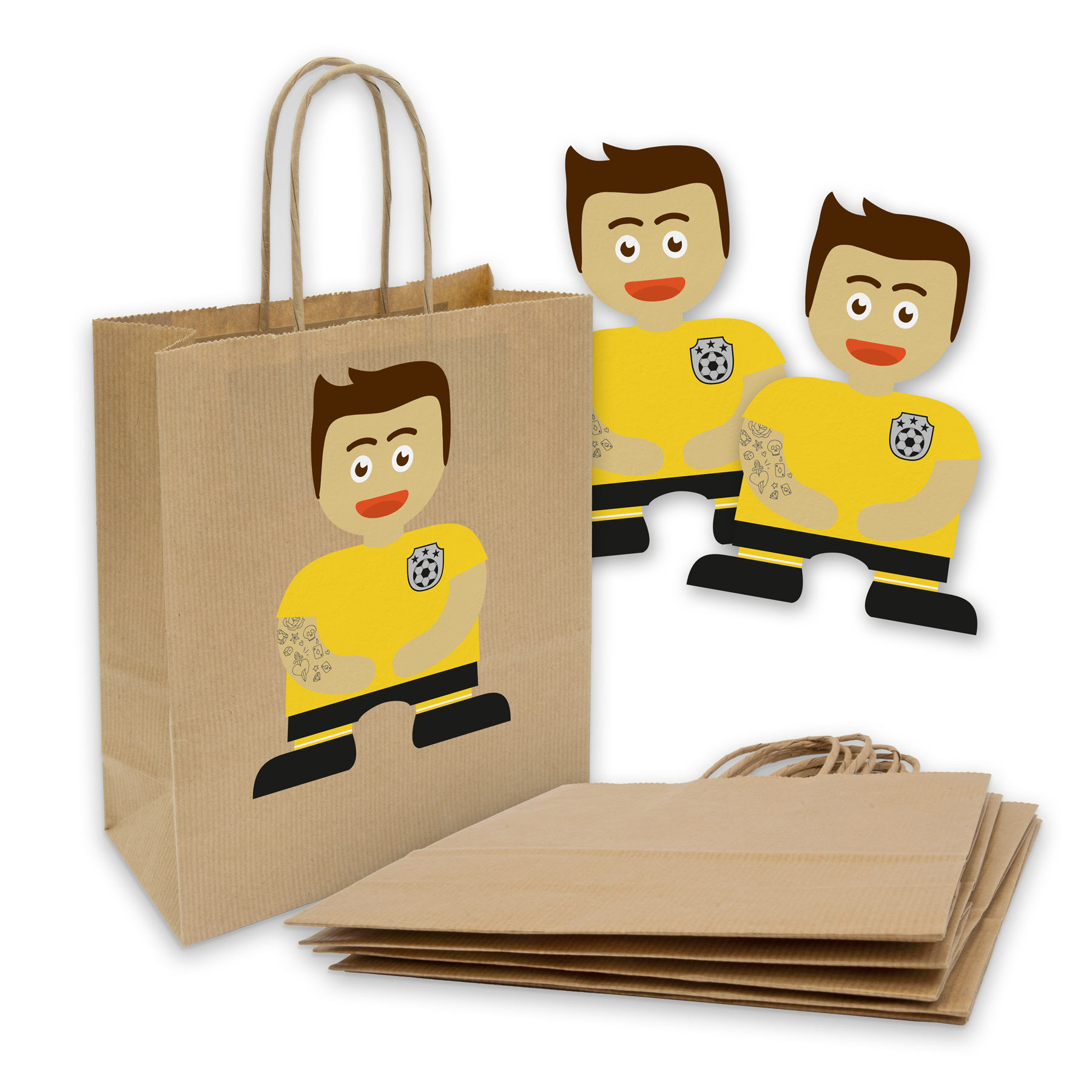 itenga SET 6x Papiert�ten mit Griff Kordel + Sticker Fu�...